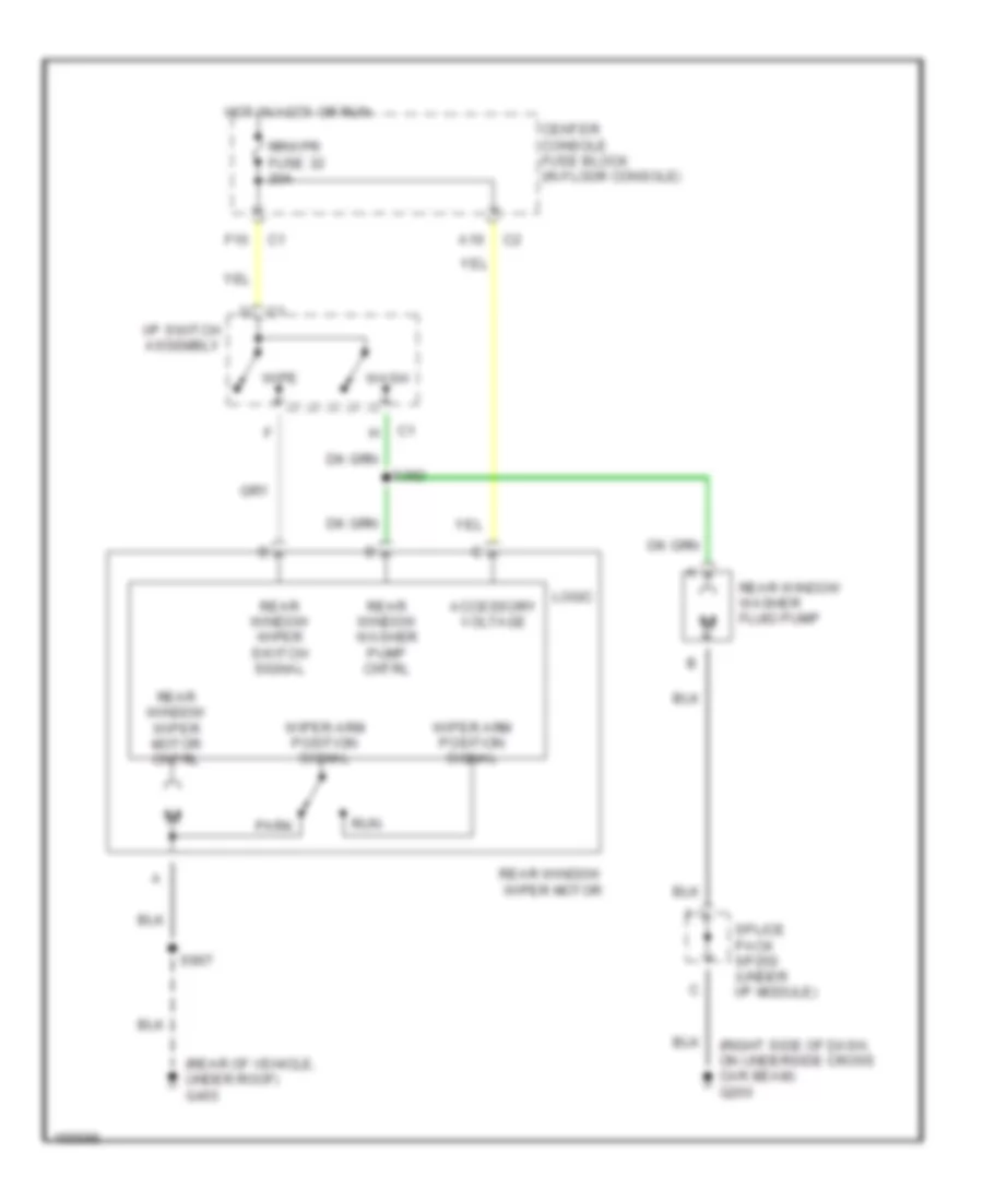 Электросхема заднего стеклоочистителя дворника и омывателя для Buick Rendezvous CXL 2003