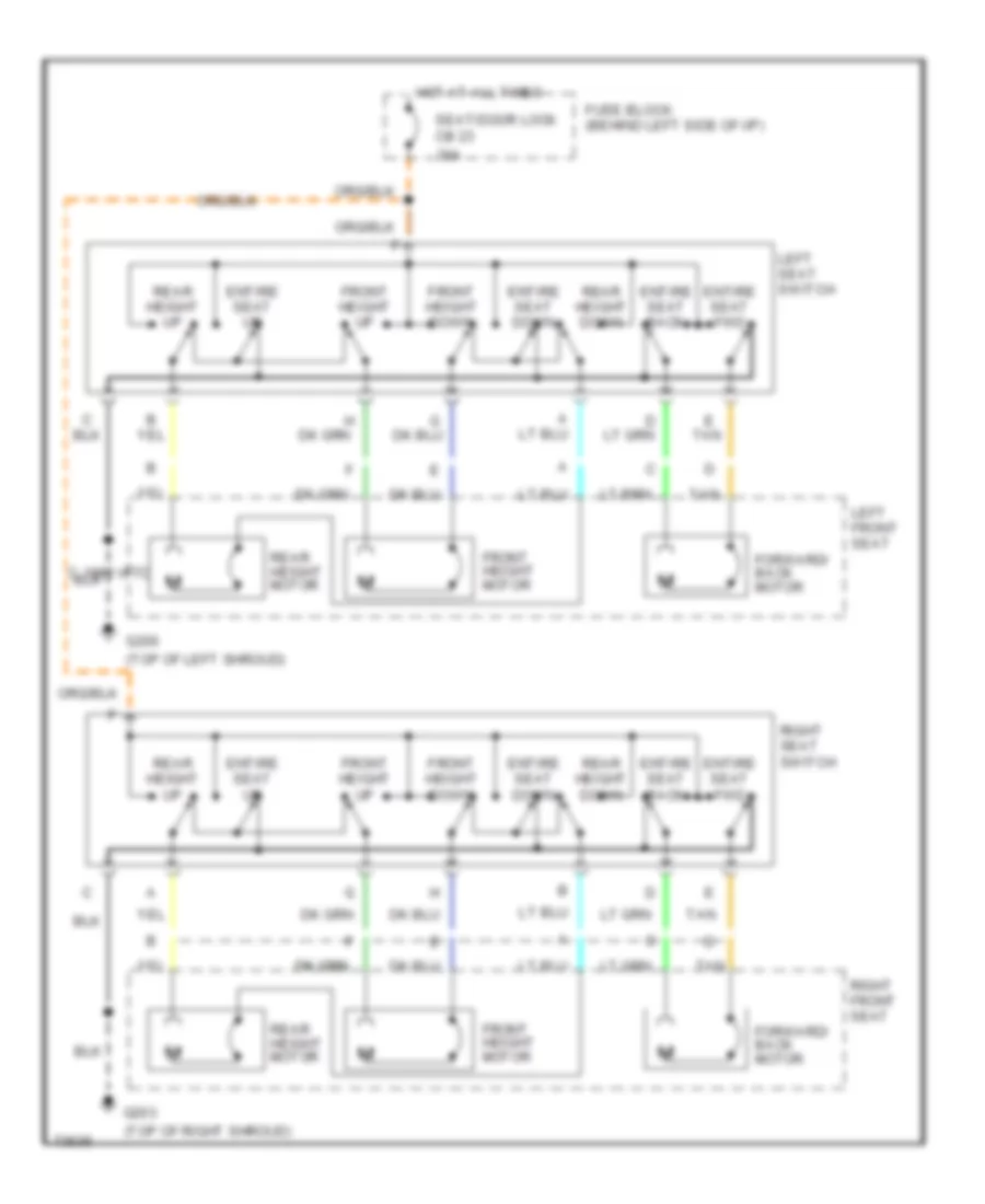 Электросхема привода сидений с 6 путями для Buick Riviera 1991