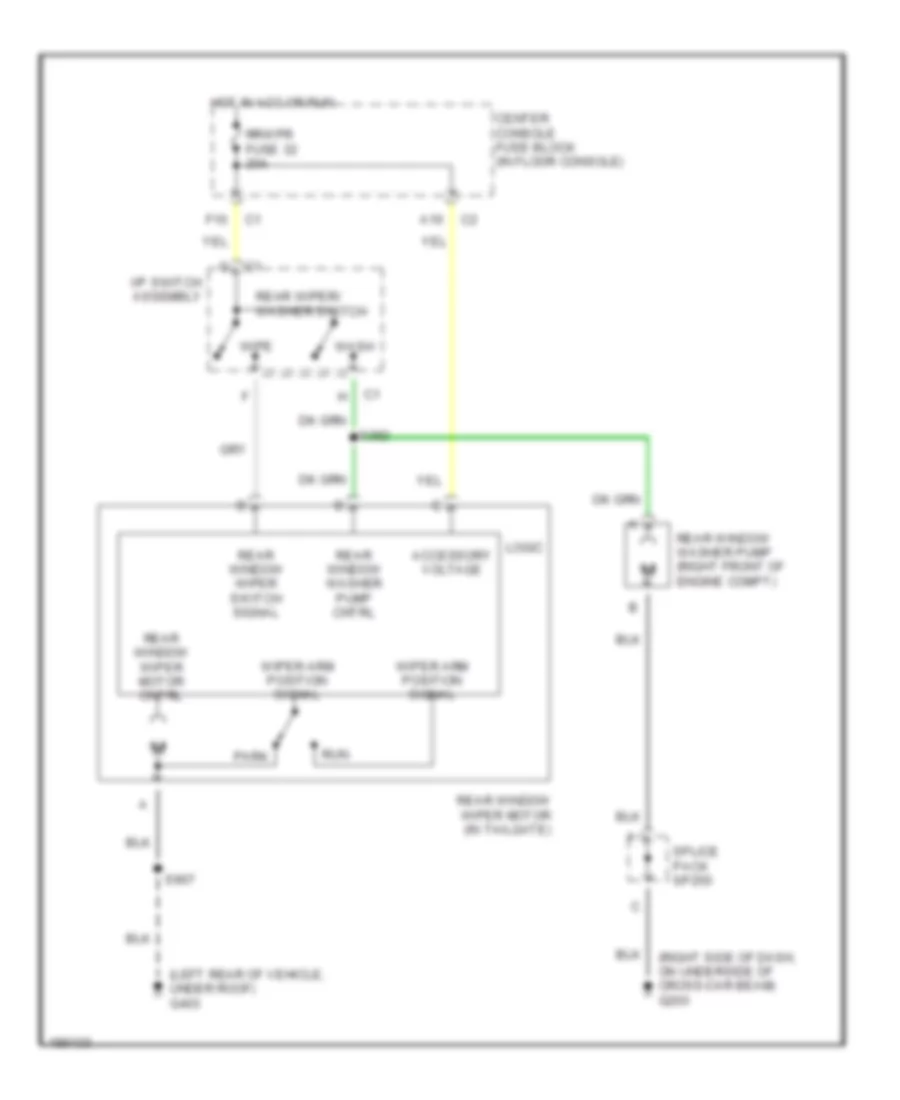 Электросхема заднего стеклоочистителя дворника и омывателя для Buick Rendezvous CXL 2004
