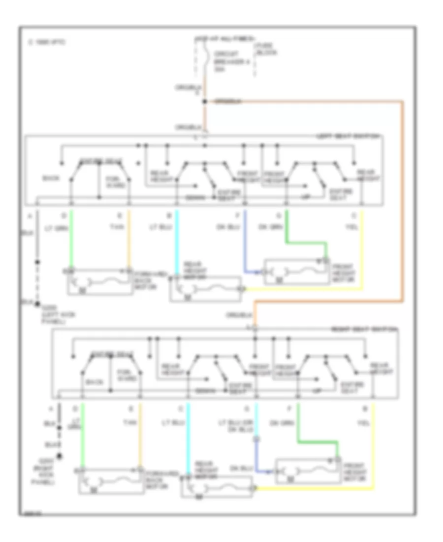 Электросхема привода сидений с 6 путями для Buick Park Avenue Ultra 1992
