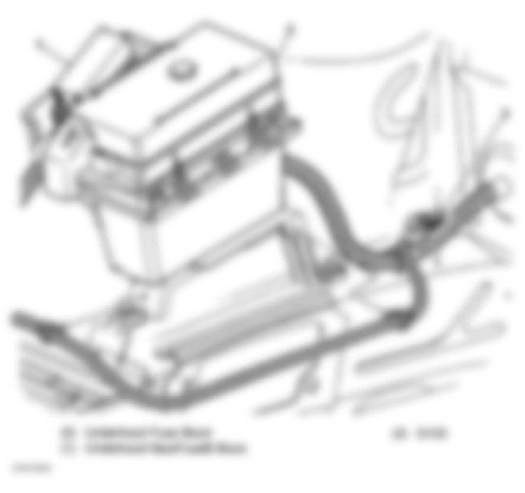 Buick Park Avenue Ultra 2001 - Component Locations -  Locating Underhood Fuse Block & Maxi Fuse Block