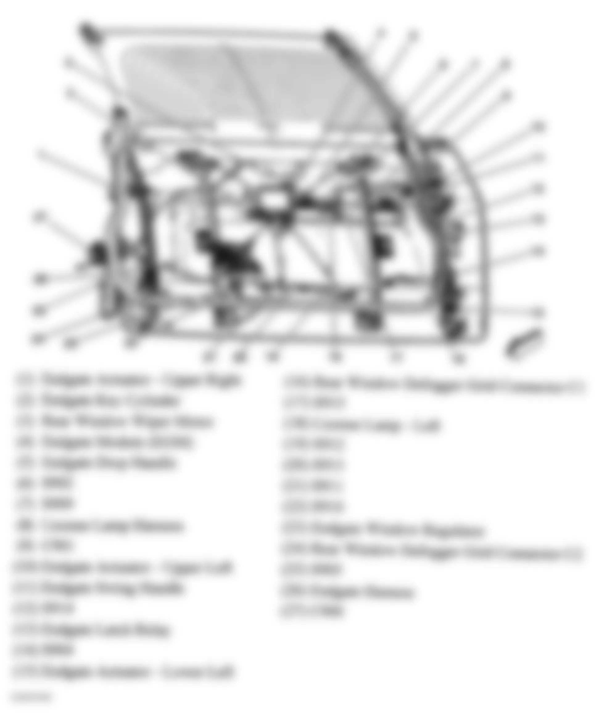 Buick Rainier 2004 - Component Locations -  Endgate (XUV)