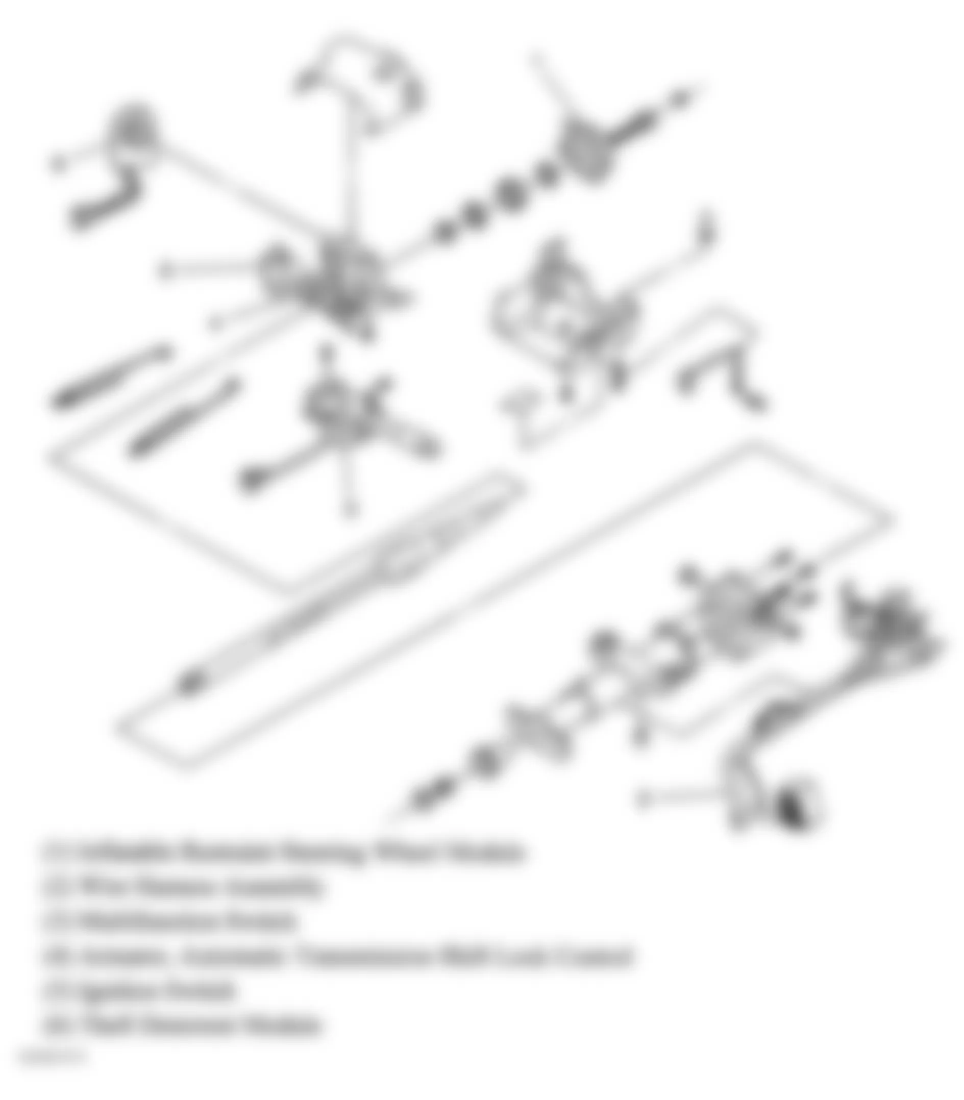 Buick Rendezvous Ultra 2004 - Component Locations -  Steering Column Disassembled View (Pontiac)