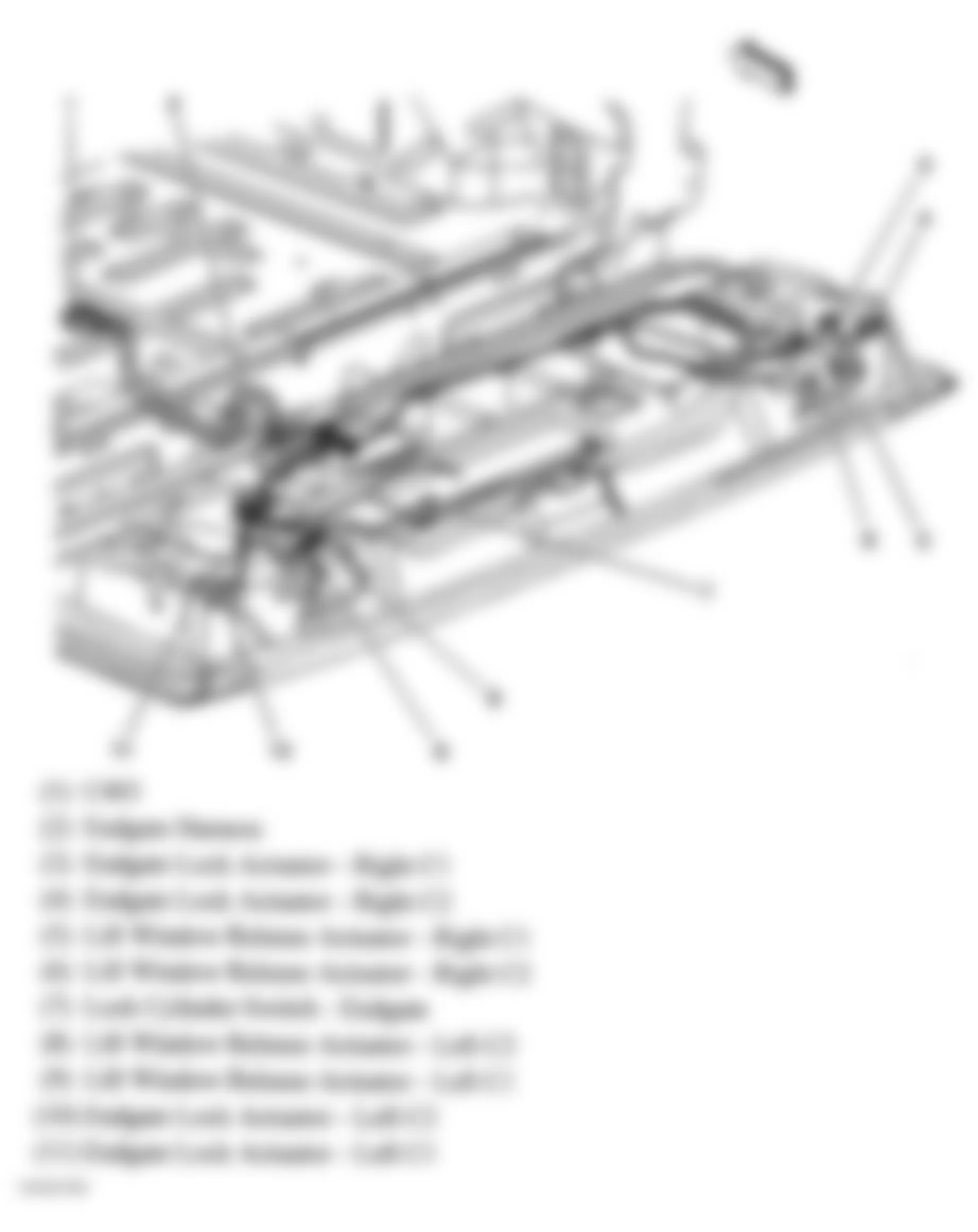 Buick Rendezvous Ultra 2004 - Component Locations -  Tailgate (Pontiac)