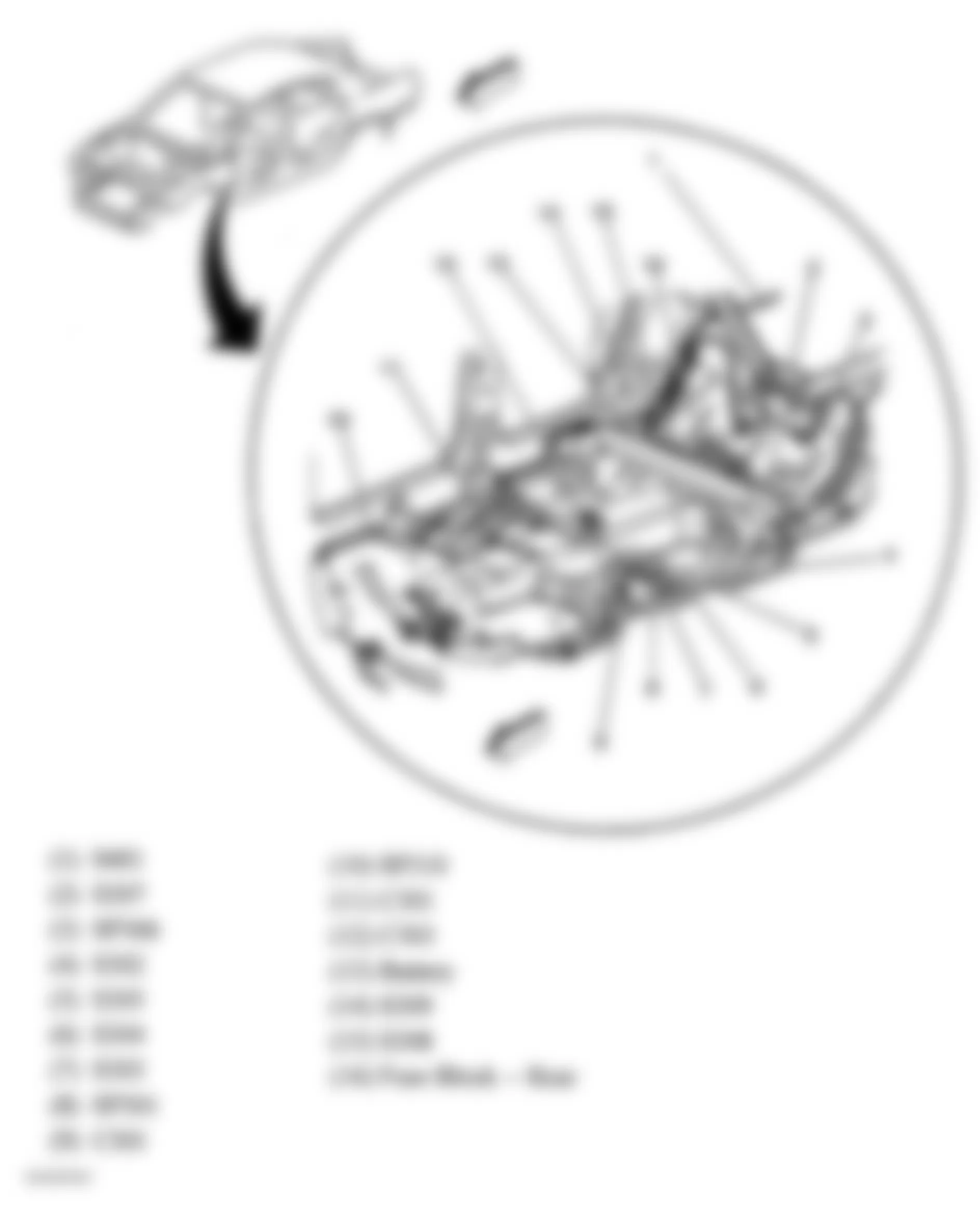 Buick LeSabre Custom 2005 - Component Locations -  Wiring Harness (Under Carpet)