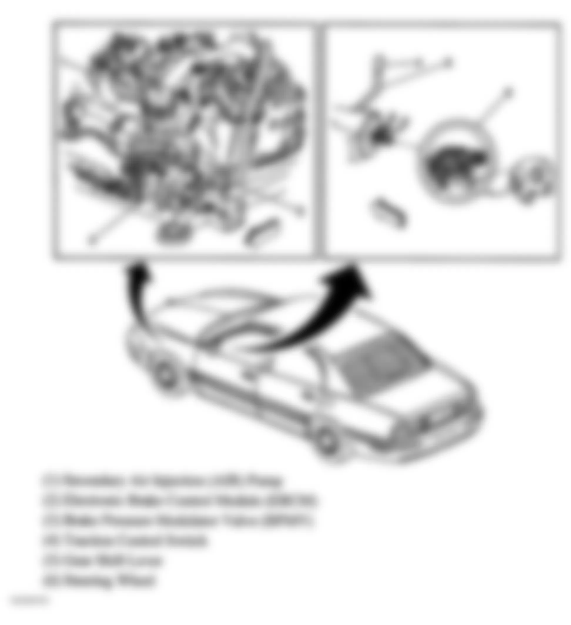 Buick Park Avenue Ultra 2005 - Component Locations -  Left Front Of Engine Compartment & Top Of Steering Column