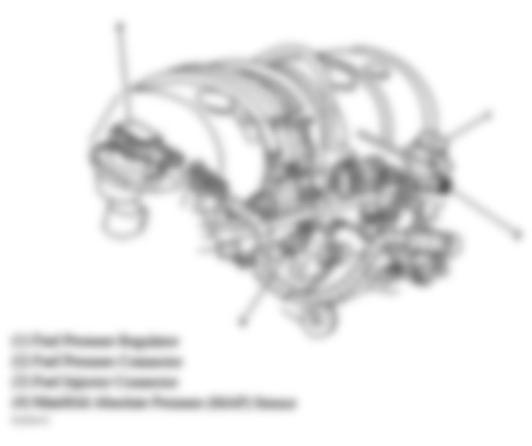 Buick Park Avenue Ultra 2005 - Component Locations -  Manifold Absolute Pressure (MAP) Sensor & Fuel System Components (3.8L VIN K)