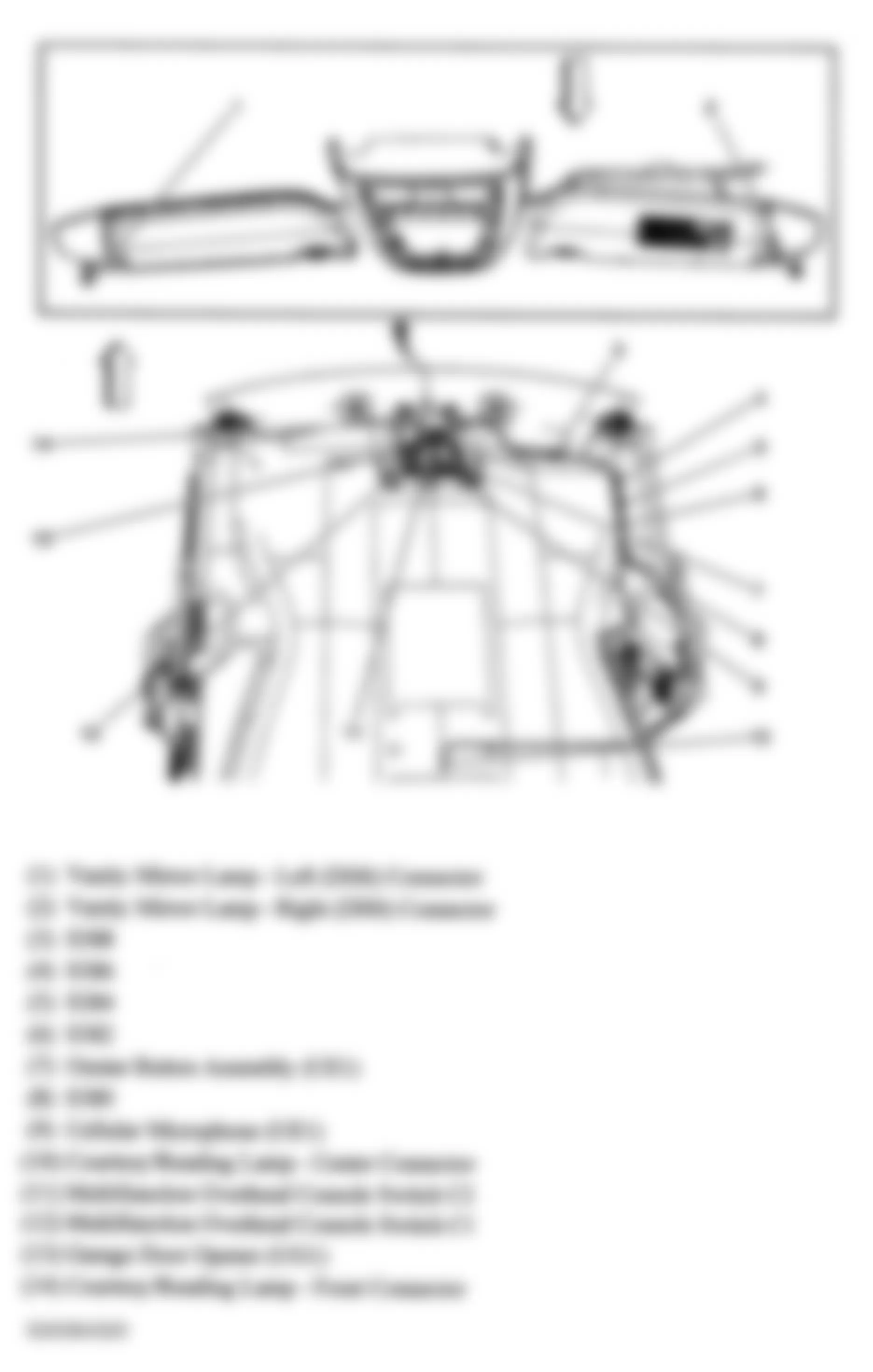 Buick Terraza CX 2005 - Component Locations -  Headliner Harness Assembly