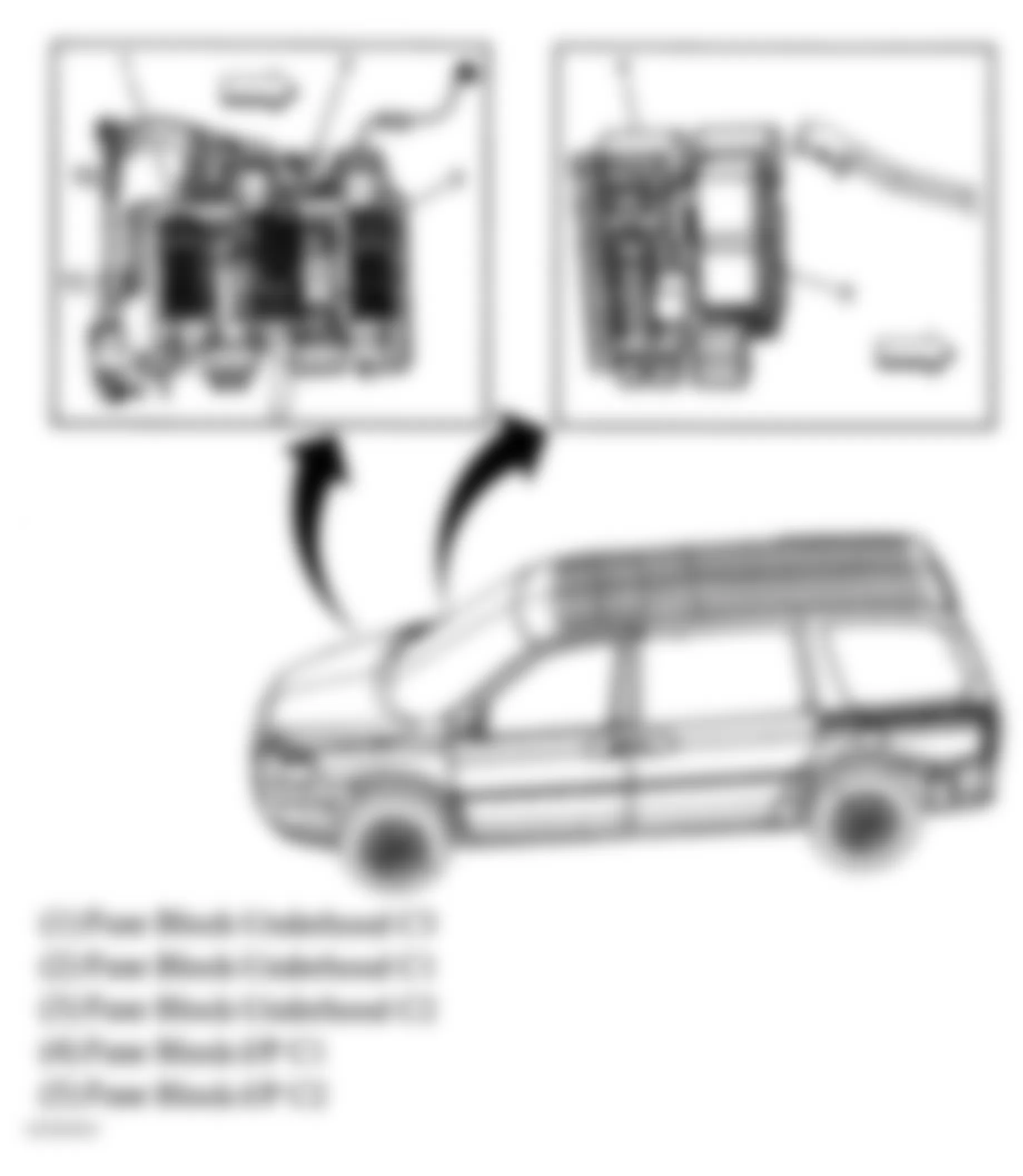 Buick Terraza CX 2005 - Component Locations -  Vehicle Overview