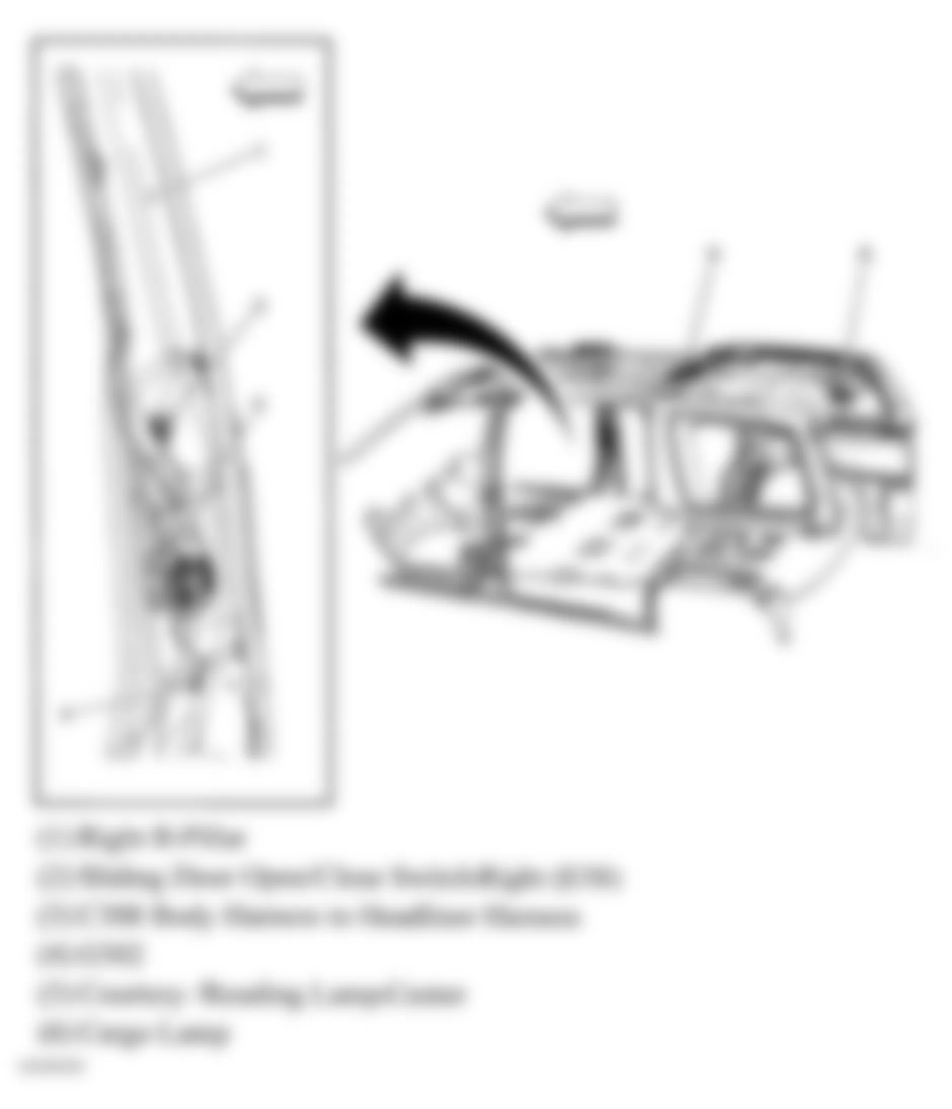 Buick Terraza CX 2005 - Component Locations -  Right B Pillar