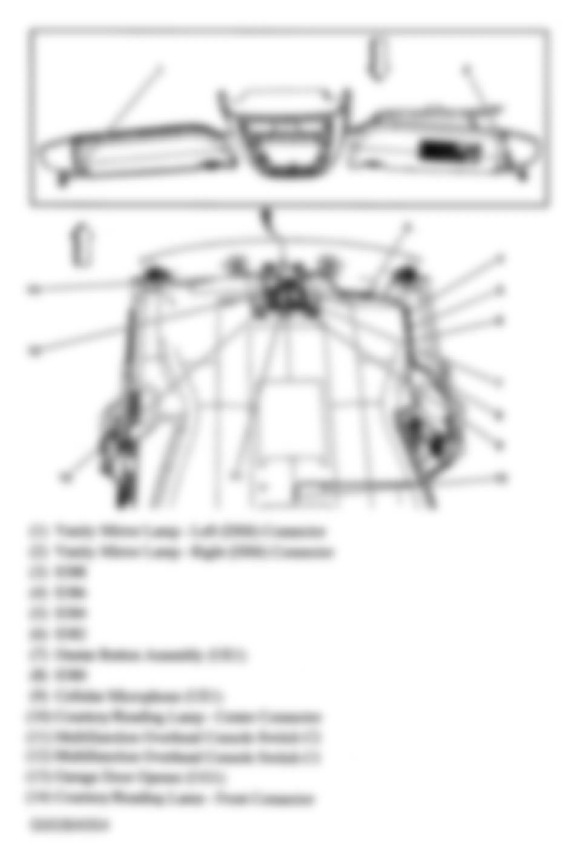 Buick Terraza CXL 2005 - Component Locations -  Headliner Harness Components