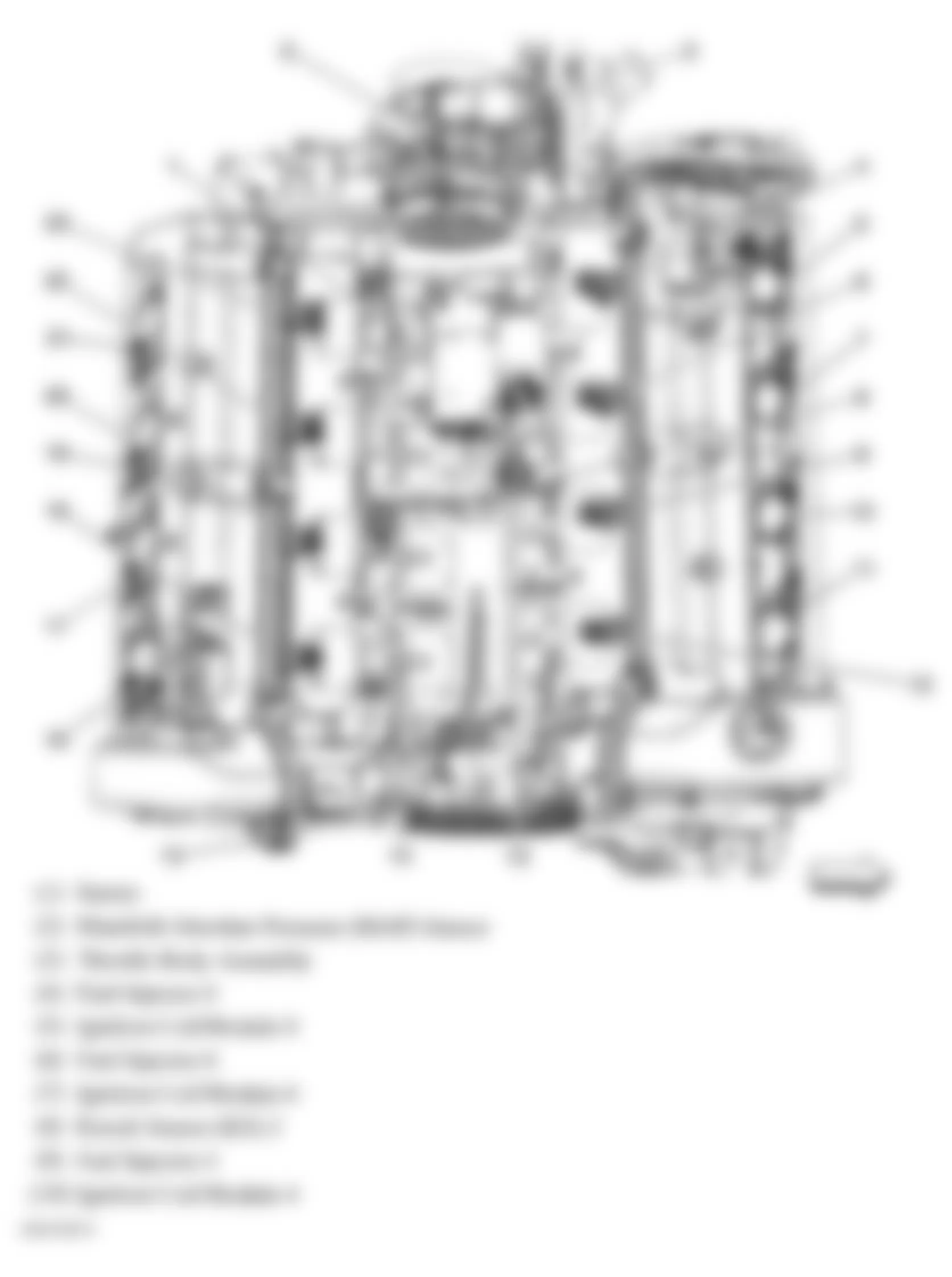 Buick Lucerne CX 2006 - Component Locations -  Top Of Engine (4.6L) (1 Of 2)
