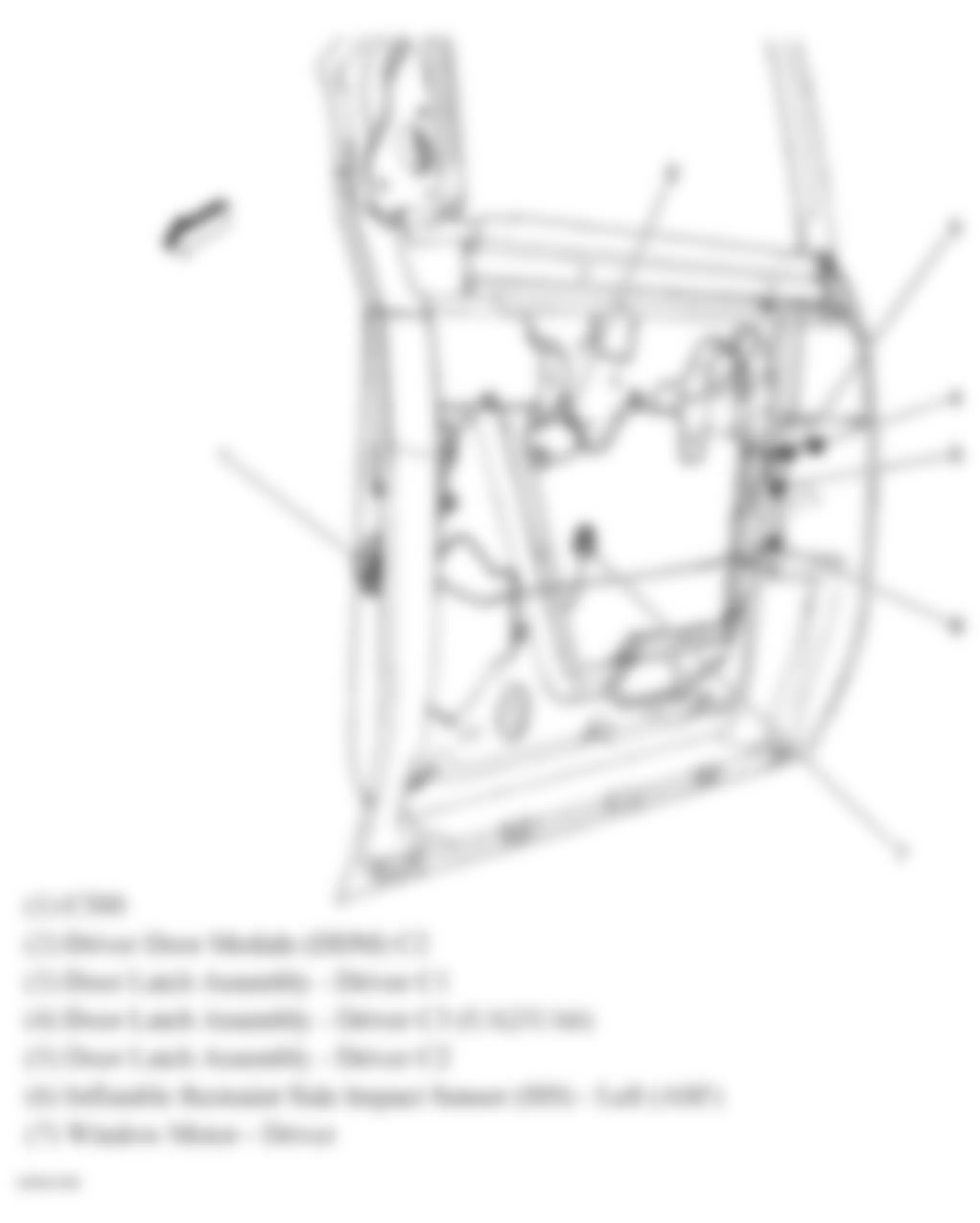 Buick Rainier 2007 - Component Locations -  Front Door Harness Routing