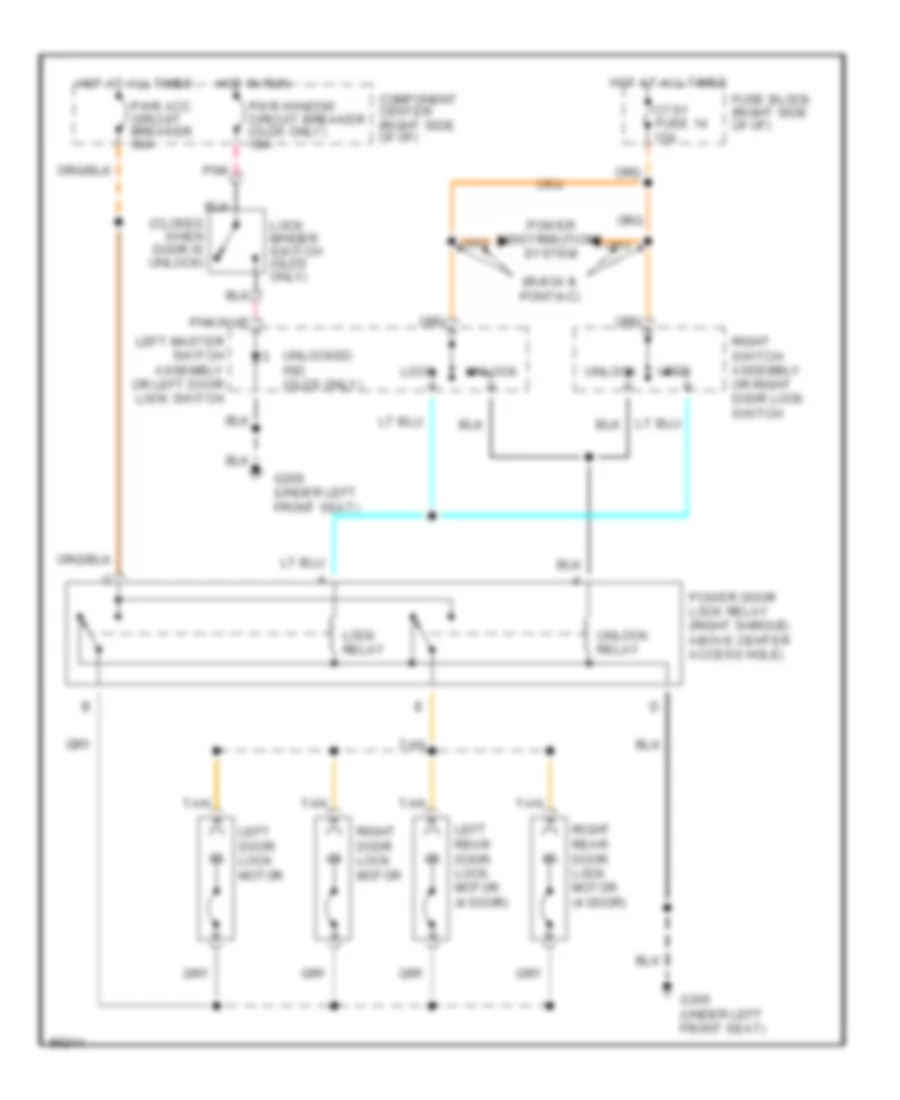 Door Lock Wiring Diagram, without Keyless Entry for Buick Regal Custom 1992
