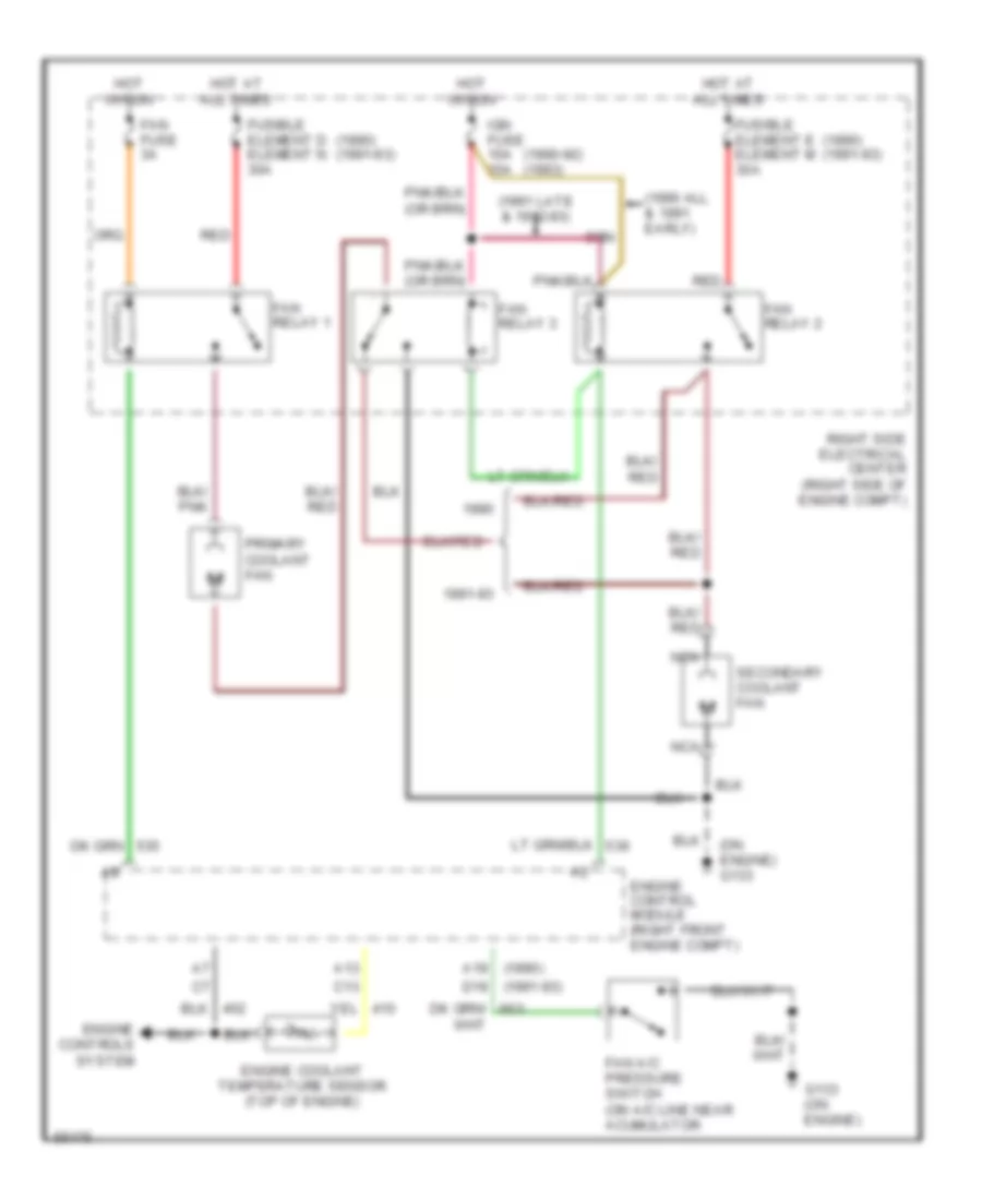 3.8L (VIN L), Cooling Fan Wiring Diagram for Buick Regal Limited 1992