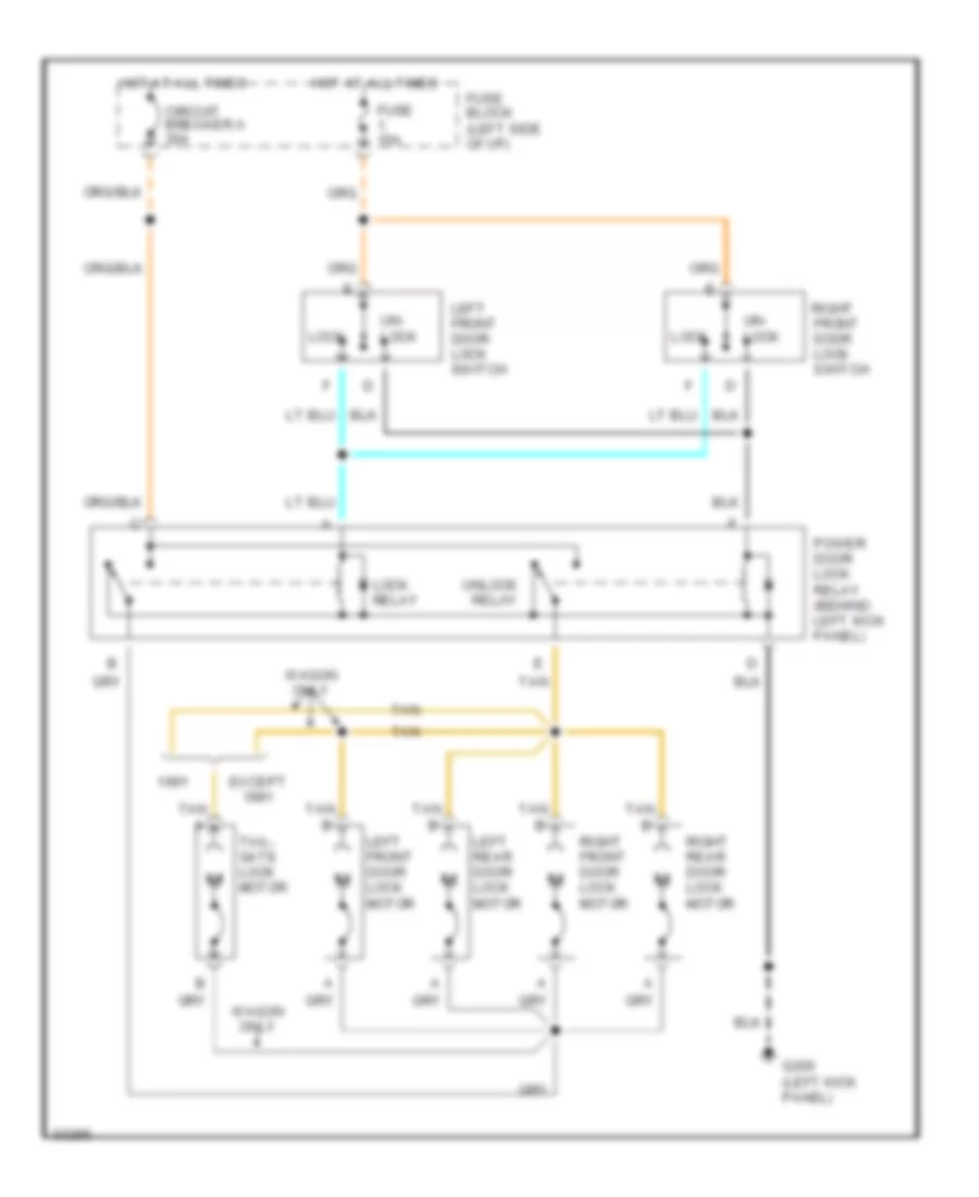 Power Door Locks Wiring Diagram for Buick Roadmaster Limited 1992