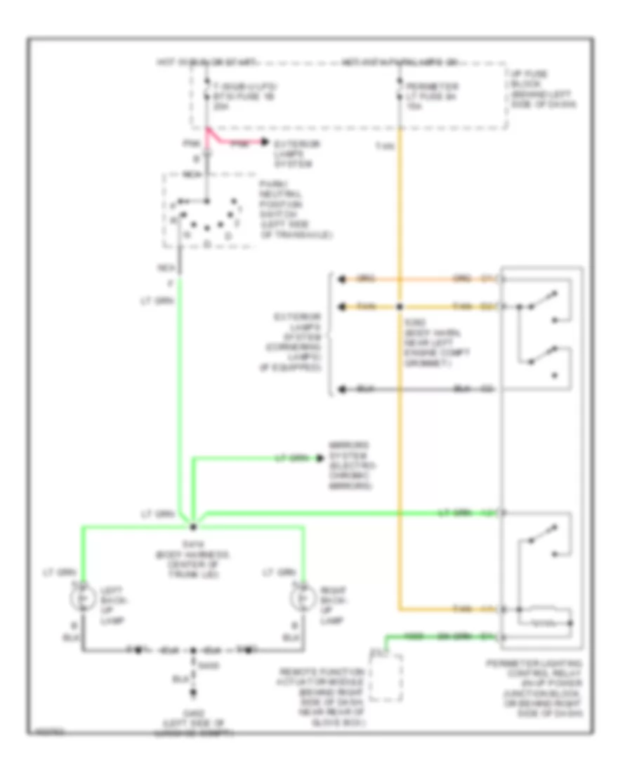 Backup Lamps Wiring Diagram for Buick LeSabre Limited 1998