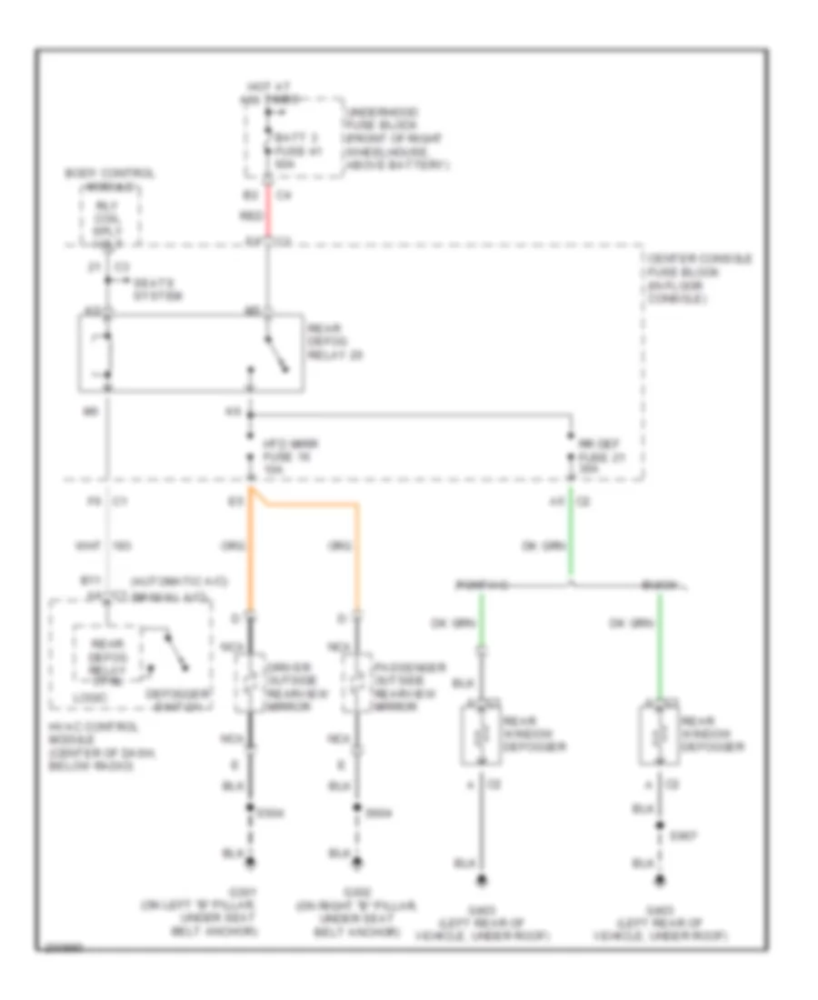 Defoggers Wiring Diagram for Buick Rendezvous CX 2005