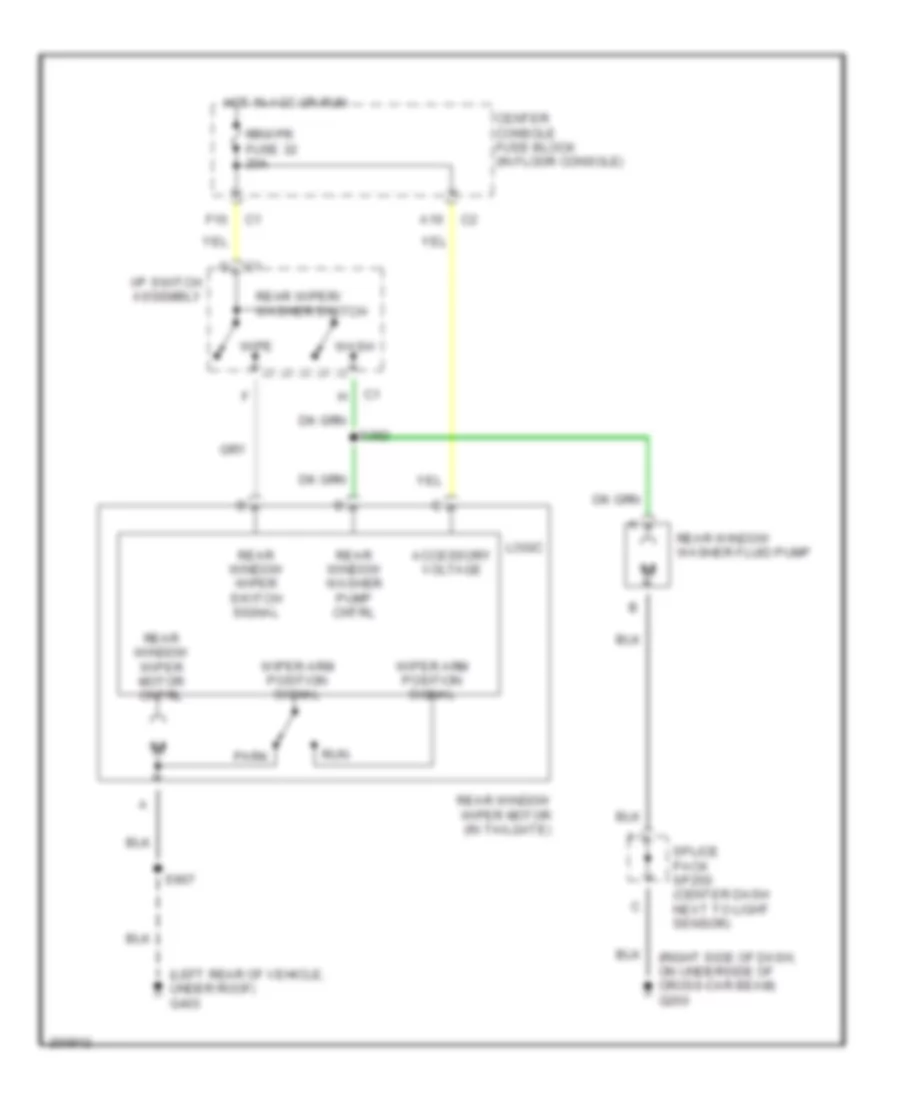 Электросхема заднего стеклоочистителя дворника и омывателя для Buick Rendezvous CX 2005