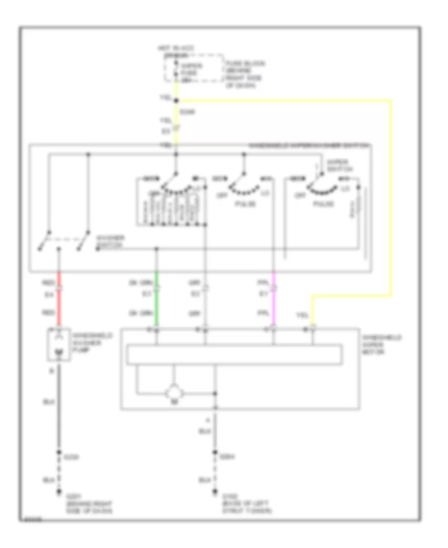 Электросхема стеклоочистителя, дворников и омывателя для Buick Regal LS 1998