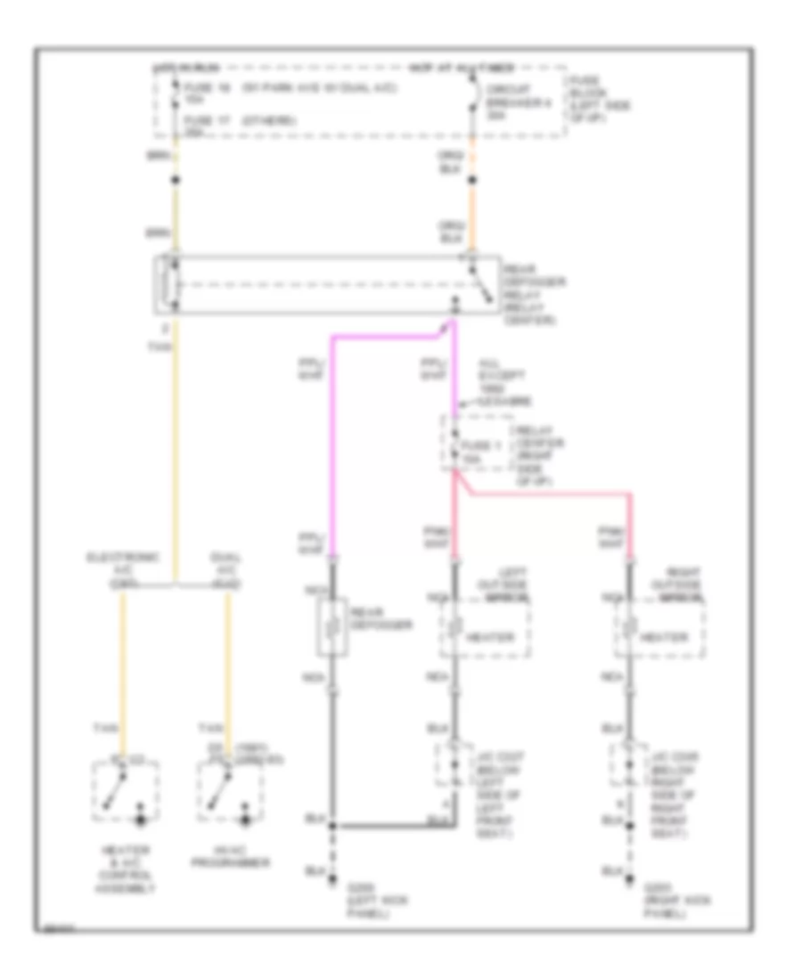 Rear Defogger  Heated Mirrors Wiring Diagram for Buick Park Avenue 1993