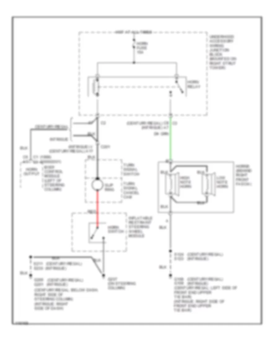 Horn Wiring Diagram for Buick Century Limited 1999