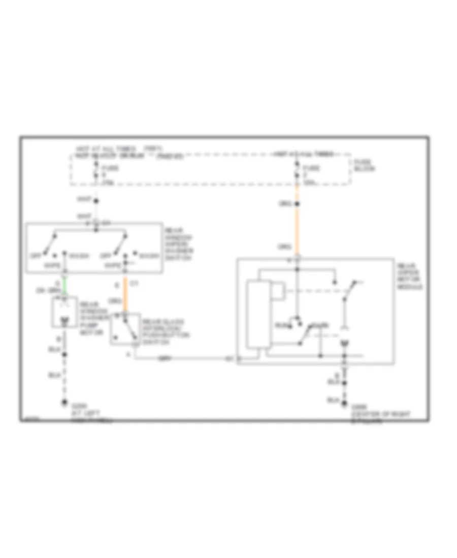 Электросхема заднего стеклоочистителя дворника и омывателя для Buick Roadmaster Estate Wagon 1993