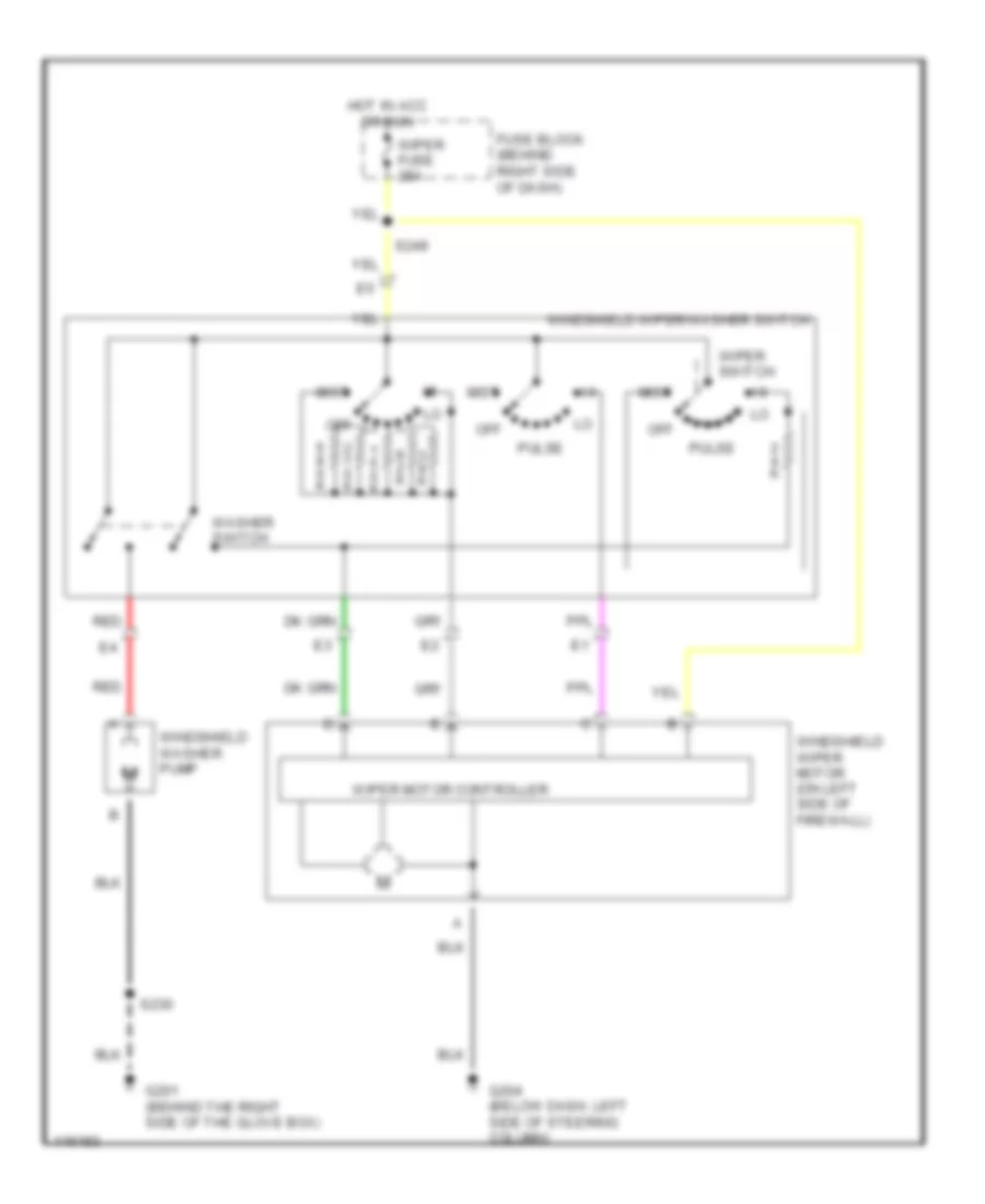 Электросхема стеклоочистителя, дворников и омывателя для Buick Regal LSE 1999