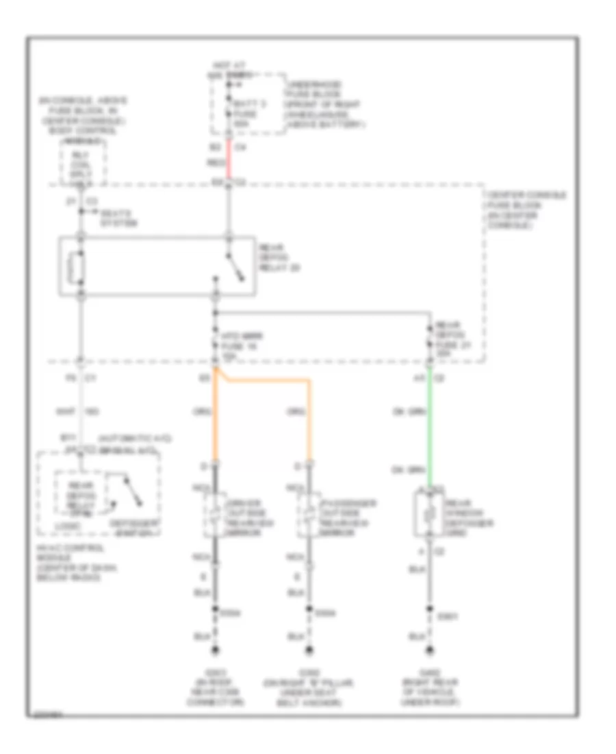 Defoggers Wiring Diagram for Buick Rendezvous CX 2006