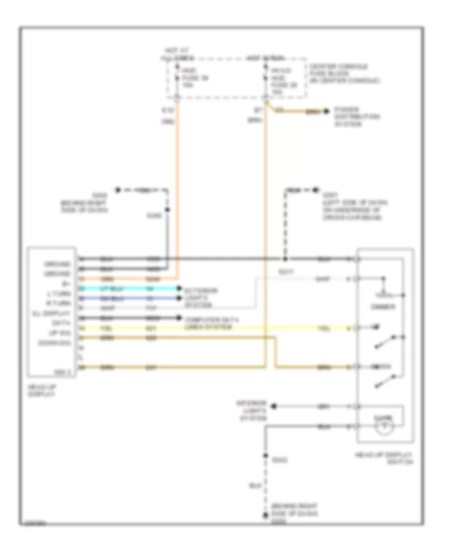 Head Up Display Wiring Diagram for Buick Rendezvous CX 2006