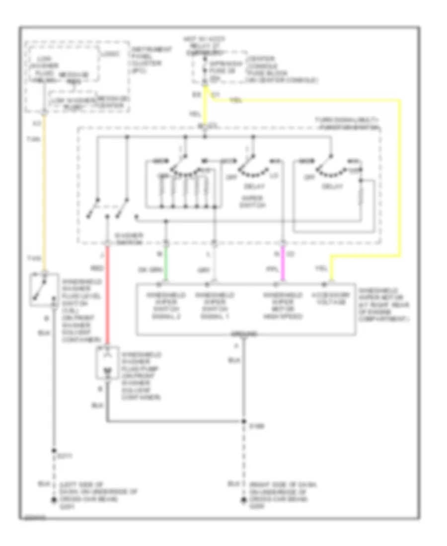Электросхема передних стеклоочистителей дворников и омывателя лобового стекла для Buick Rendezvous CX 2006