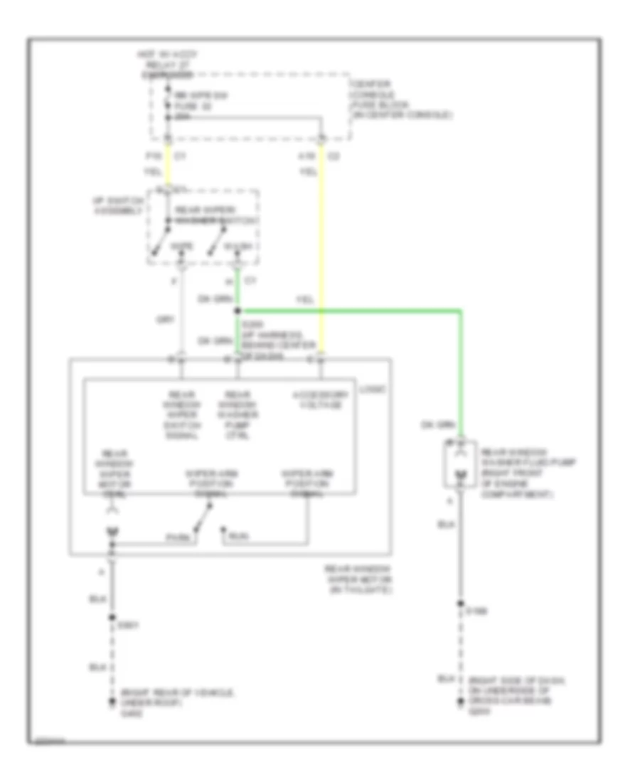 Электросхема заднего стеклоочистителя дворника и омывателя для Buick Rendezvous CX 2006
