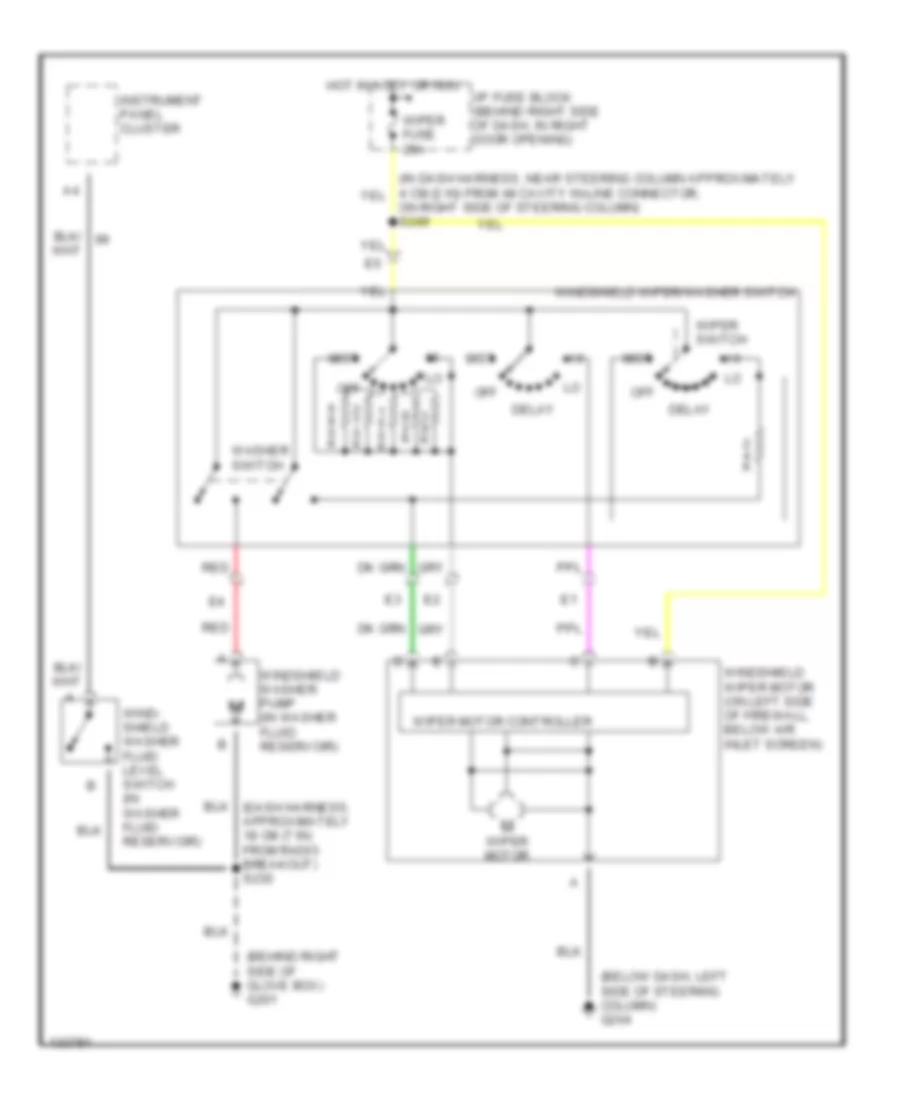 Электросхема стеклоочистителя, дворников и омывателя для Buick Century Limited 2000