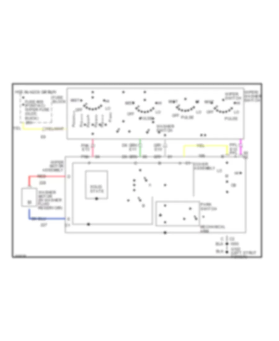 Электросхема стеклоочистителя, дворников и омывателя Интервала для Buick Regal Custom 1994