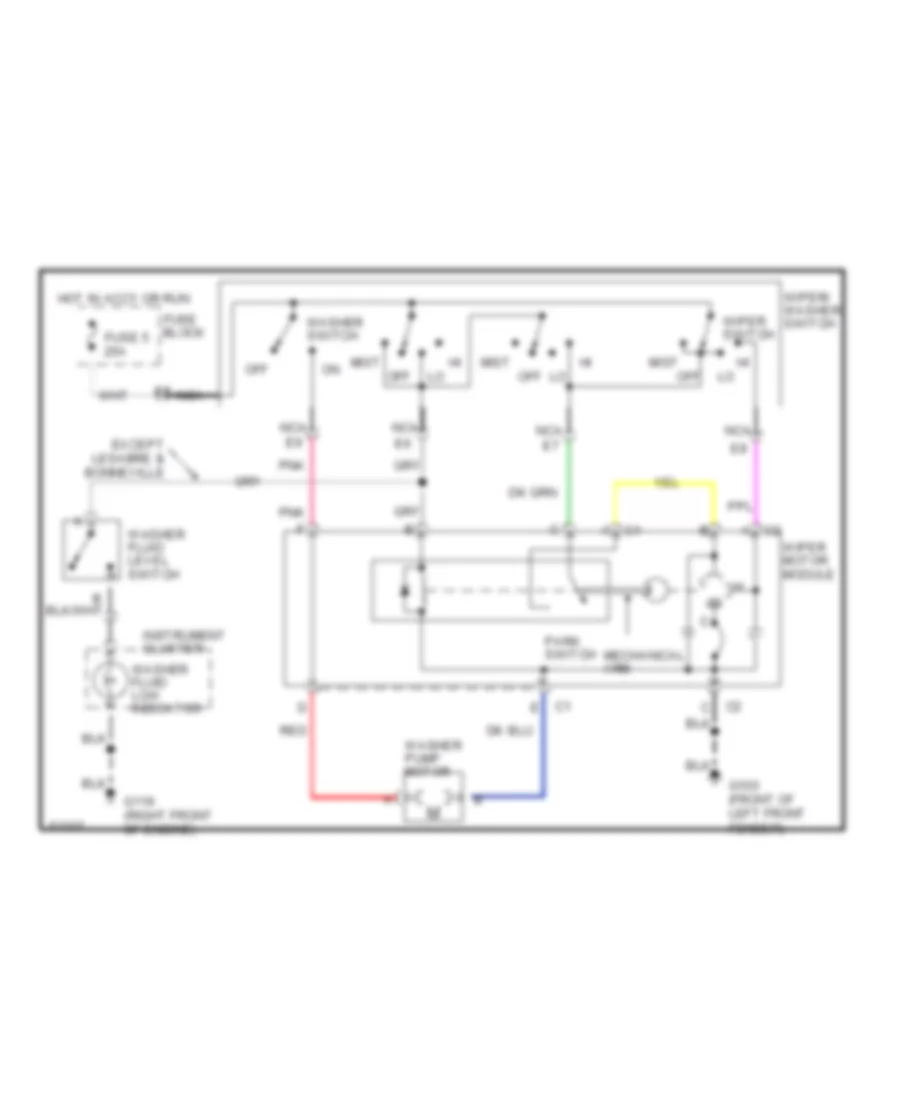 Электросхема стеклоочистителя, дворников и омывателя С 2 скоростями для Buick Electra Park Avenue Ultra 1990