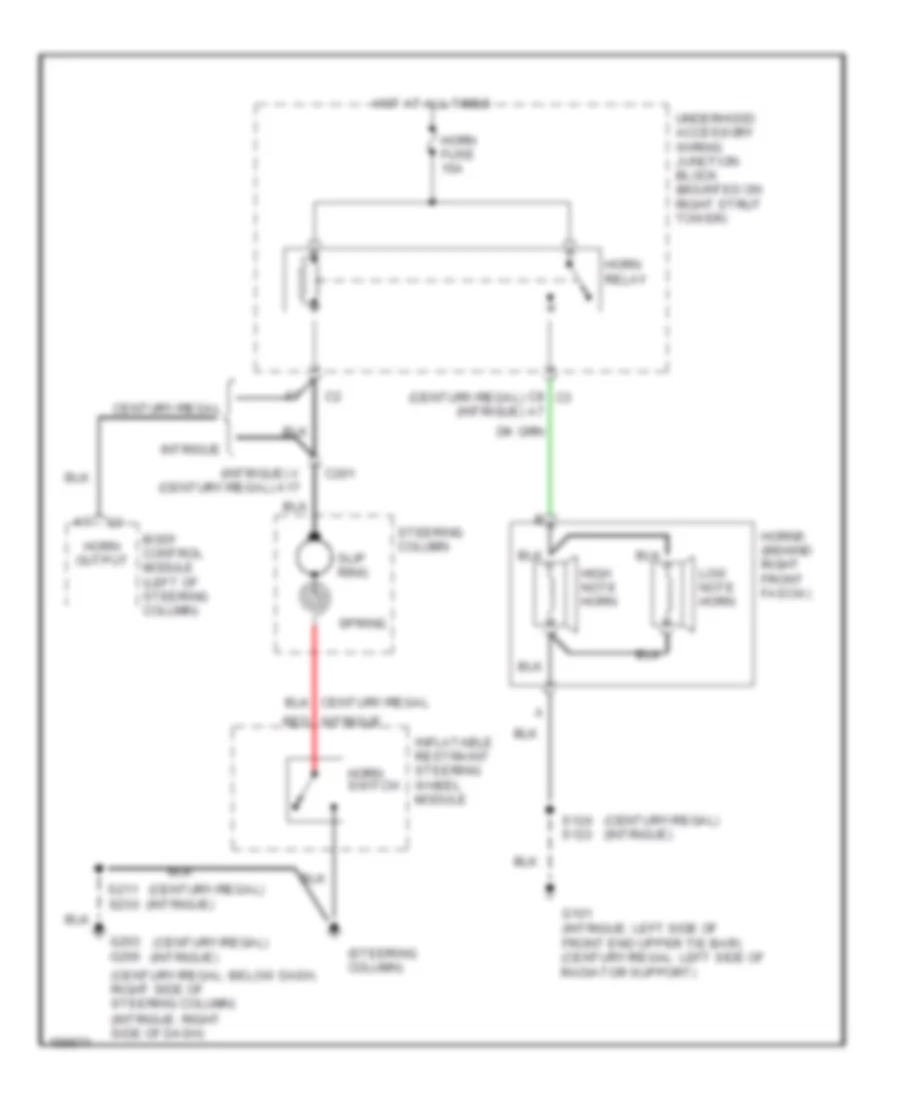 Horn Wiring Diagram for Buick Century Limited 2002