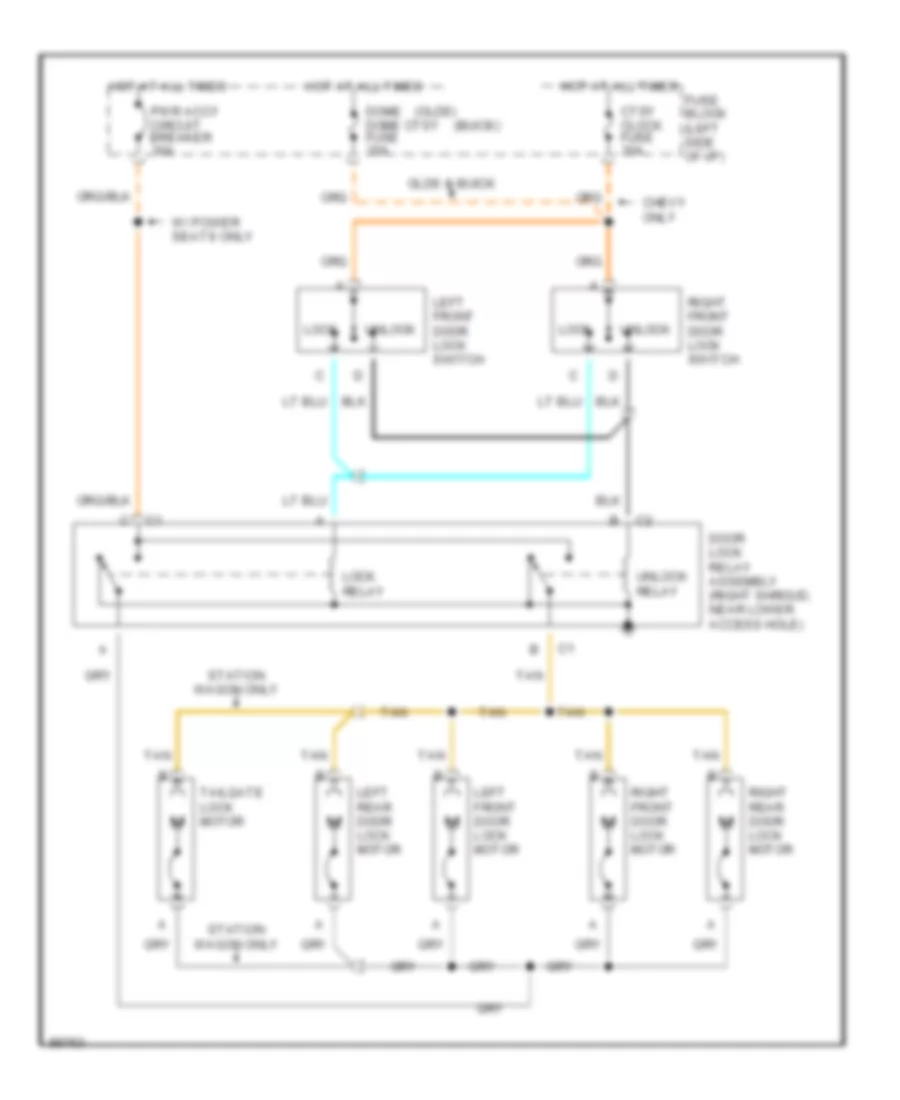 Power Door Locks Wiring Diagram for Buick LeSabre Limited 1990