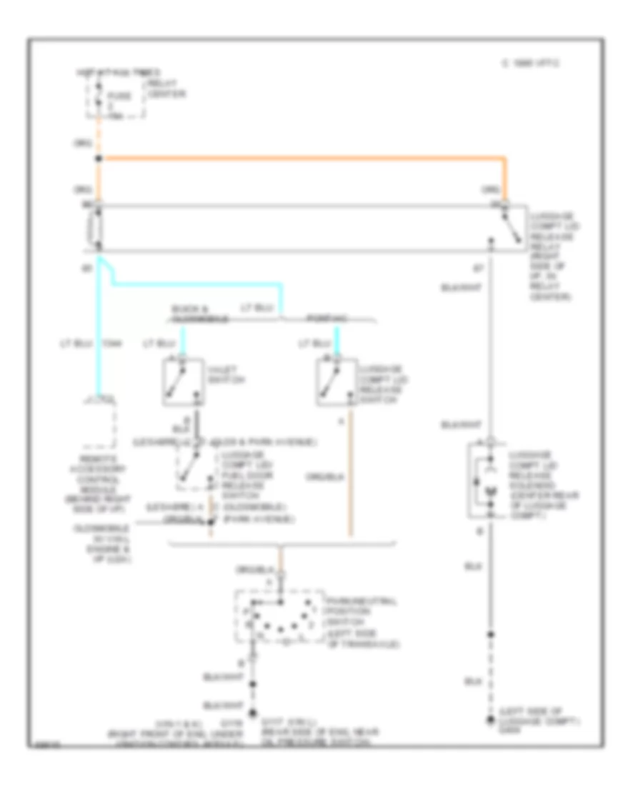 Trunk Release Wiring Diagram for Buick Park Avenue Ultra 1995