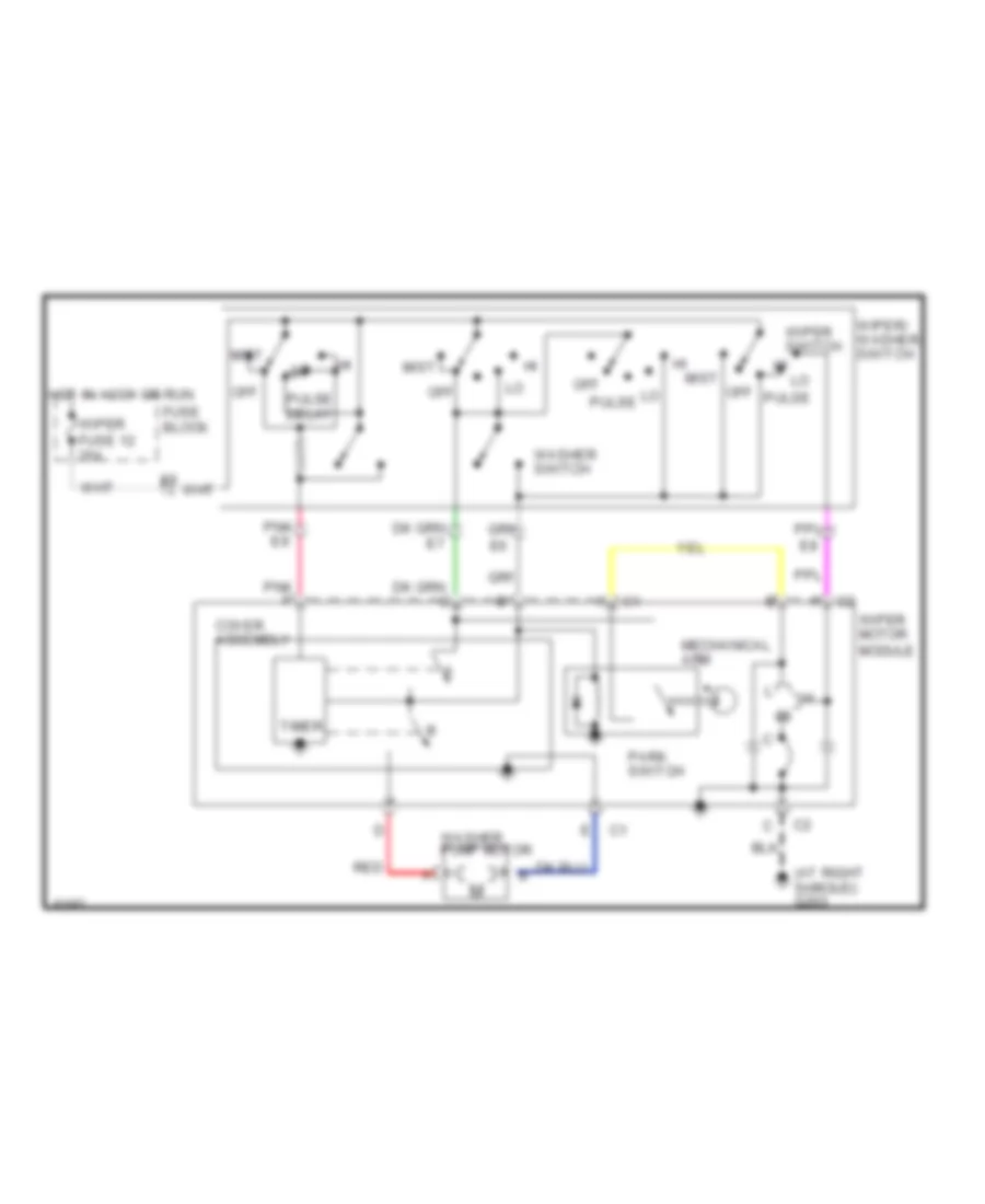Электросхема стеклоочистителя, дворников и омывателя Интервала для Buick Reatta 1990