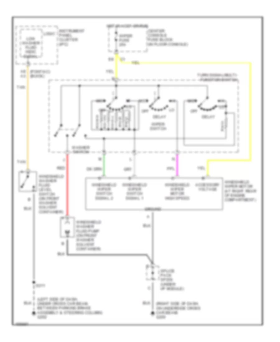 Электросхема переднего дворника стеклоочистителя и омывателя для Buick Rendezvous CX 2002