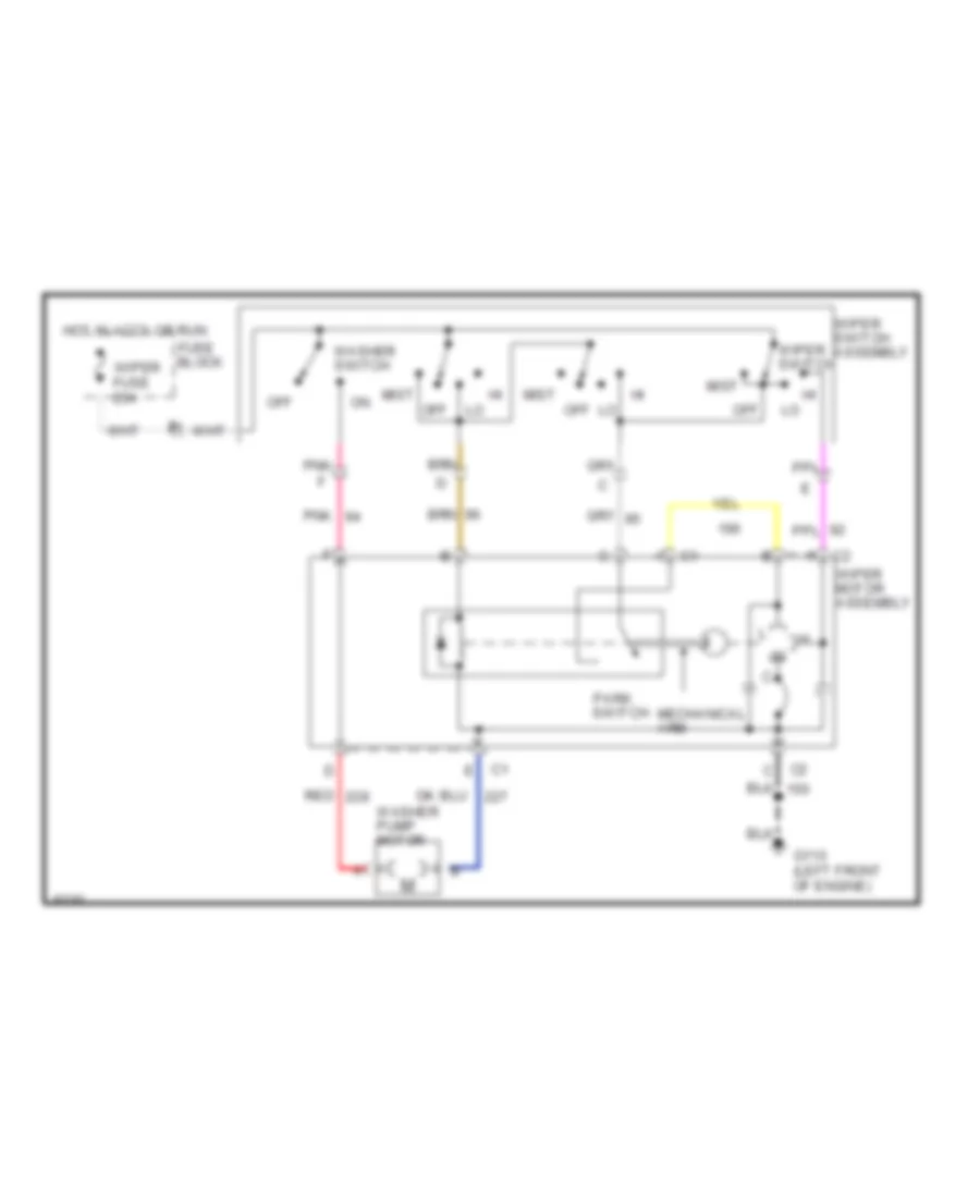 Электросхема стеклоочистителя, дворников и омывателя С 2 скоростями для Buick Skylark 1990