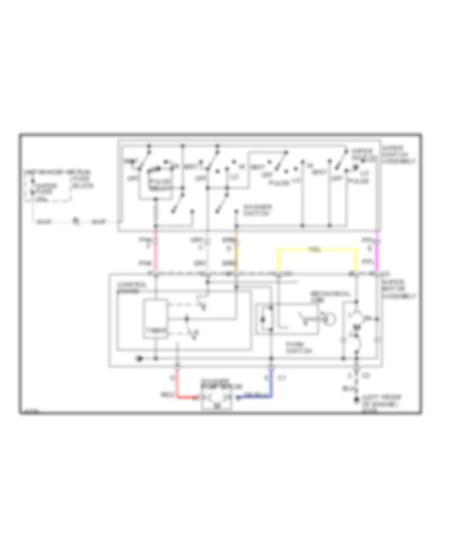 Электросхема стеклоочистителя, дворников и омывателя Интервала для Buick Skylark 1990