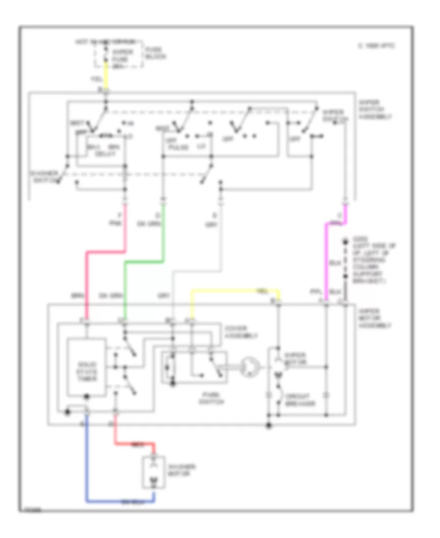Электросхема стеклоочистителя, дворников и омывателя Интервала для Buick Skylark Limited 1995