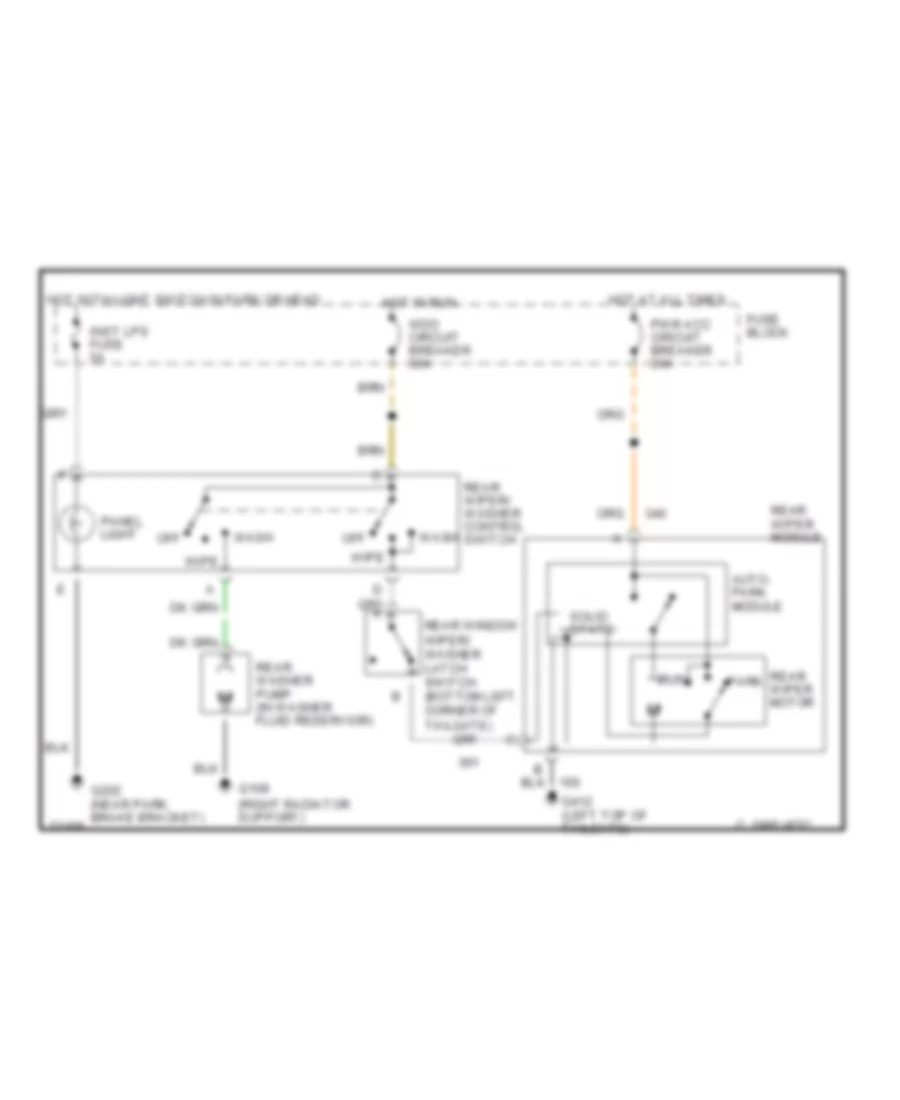 Электросхема заднего стеклоочистителя дворника и омывателя для Buick Century 1996