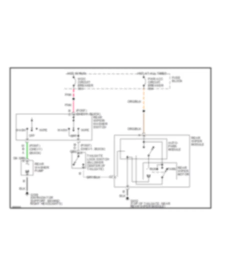 Электросхема заднего стеклоочистителя дворника и омывателя для Buick Century Special 1991