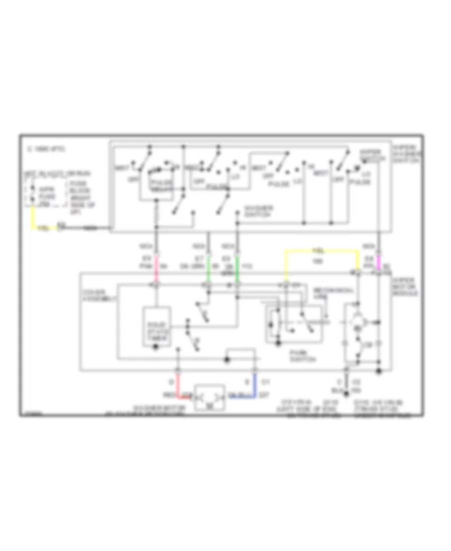 Электросхема передних стеклоочистителей дворников и омывателя лобового стекла для Buick Century Limited 1996