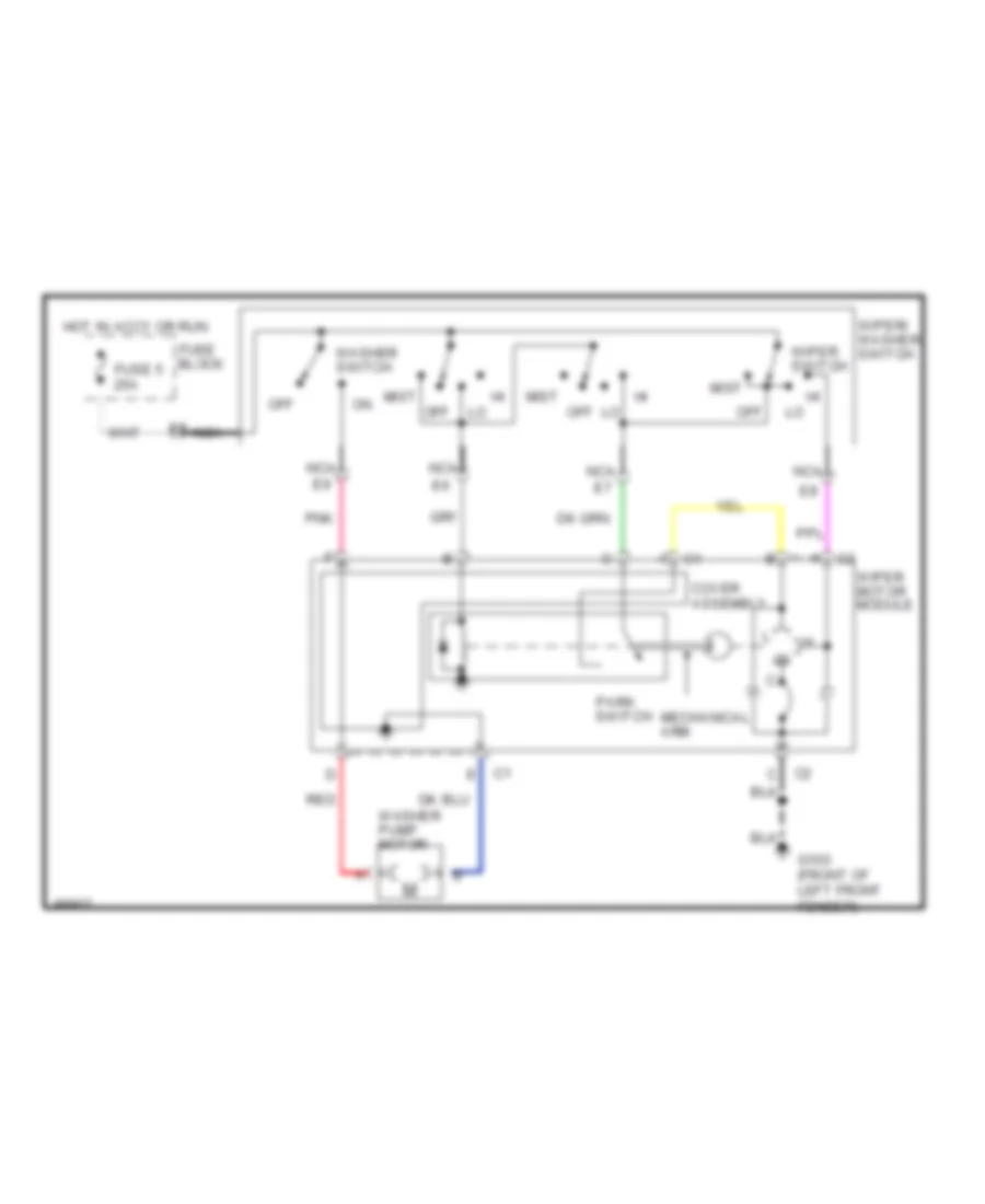 Электросхема стеклоочистителя, дворников и омывателя С 2 скоростями для Buick LeSabre Limited 1991