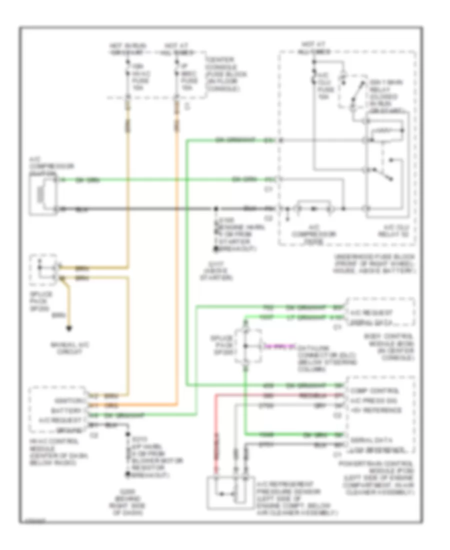Compressor Wiring Diagram, with Manual AC for Buick Rendezvous CX 2003