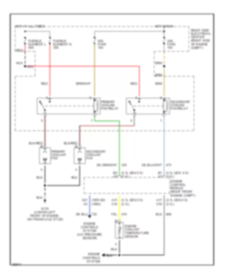 3.1L (VIN T), Cooling Fan Wiring Diagram, Late Production for Buick Regal Custom 1991