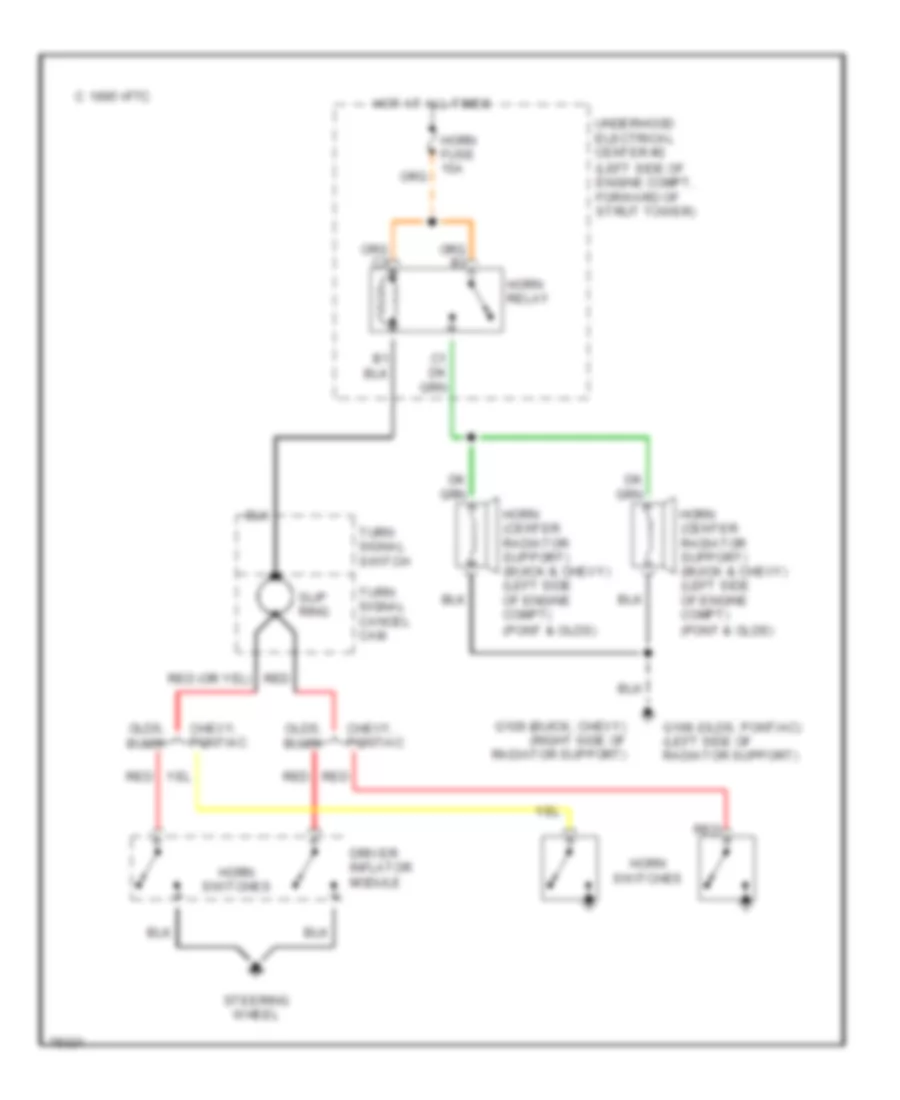 Horn Wiring Diagram for Buick Regal Limited 1996
